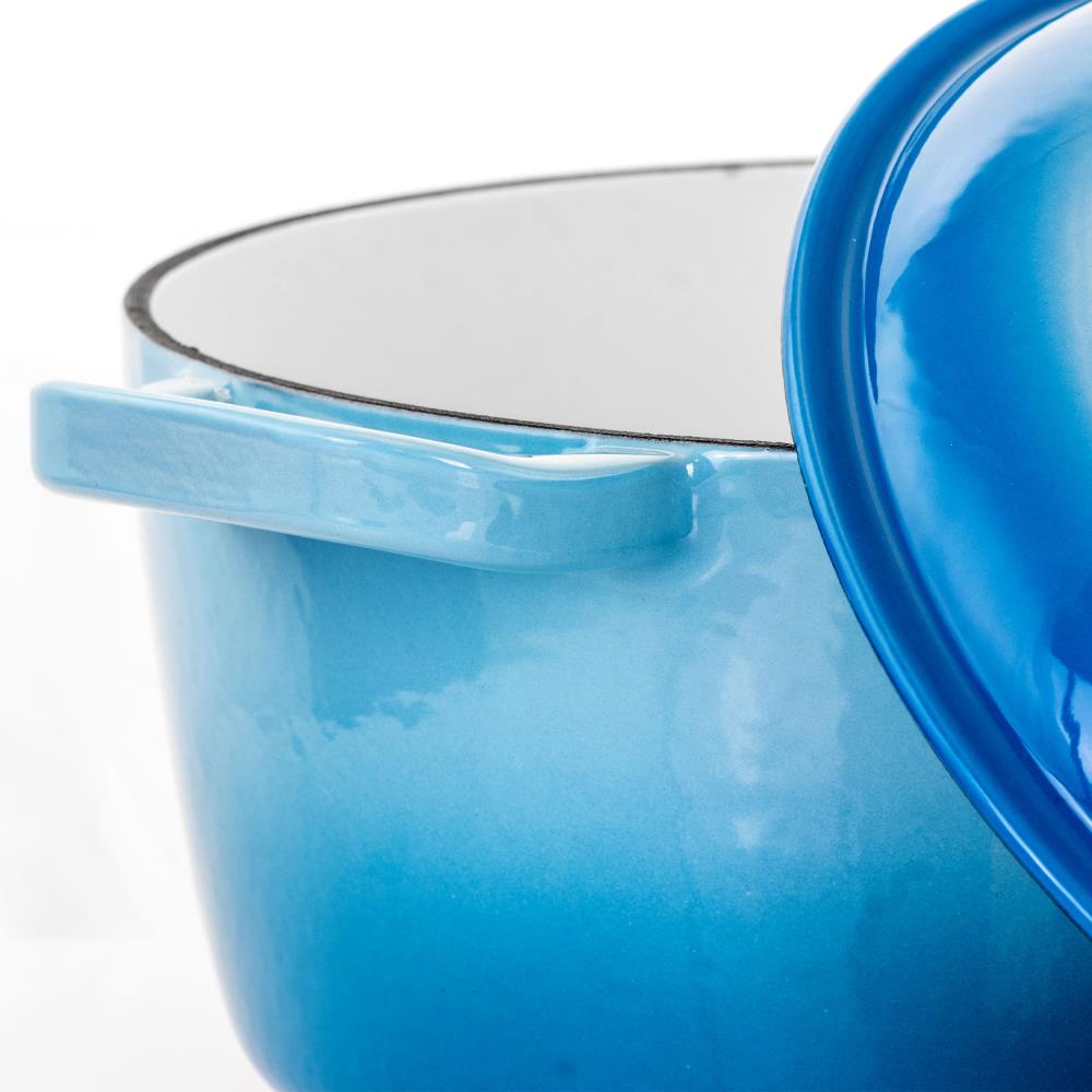 Crock-Pot Artisan 2 Piece 7 Quarts Enamled Cast Iron Dutch Oven in Aqua  Blue - AliExpress