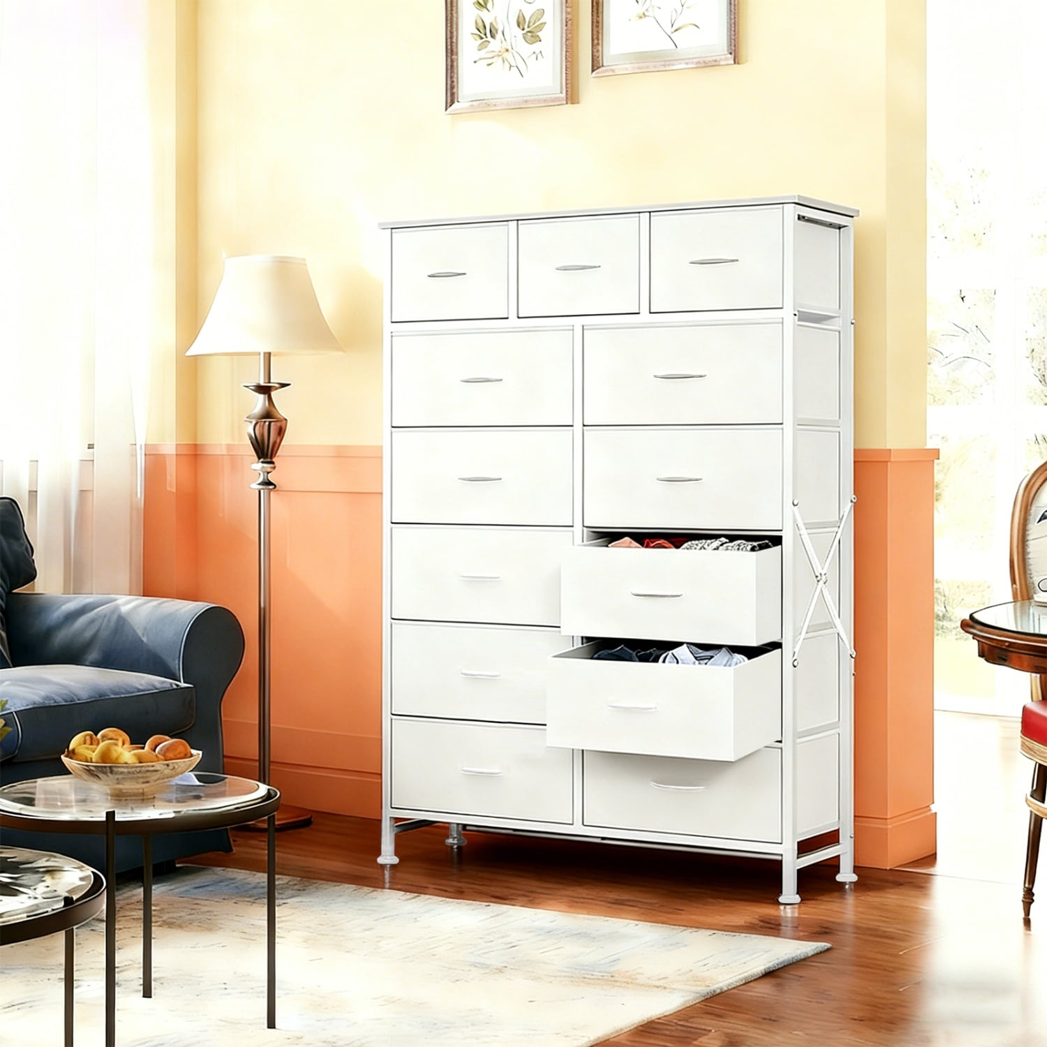 Wooakway 13 Drawer Tall Fabric Dresser Storage Tower Anti-Tip Steel