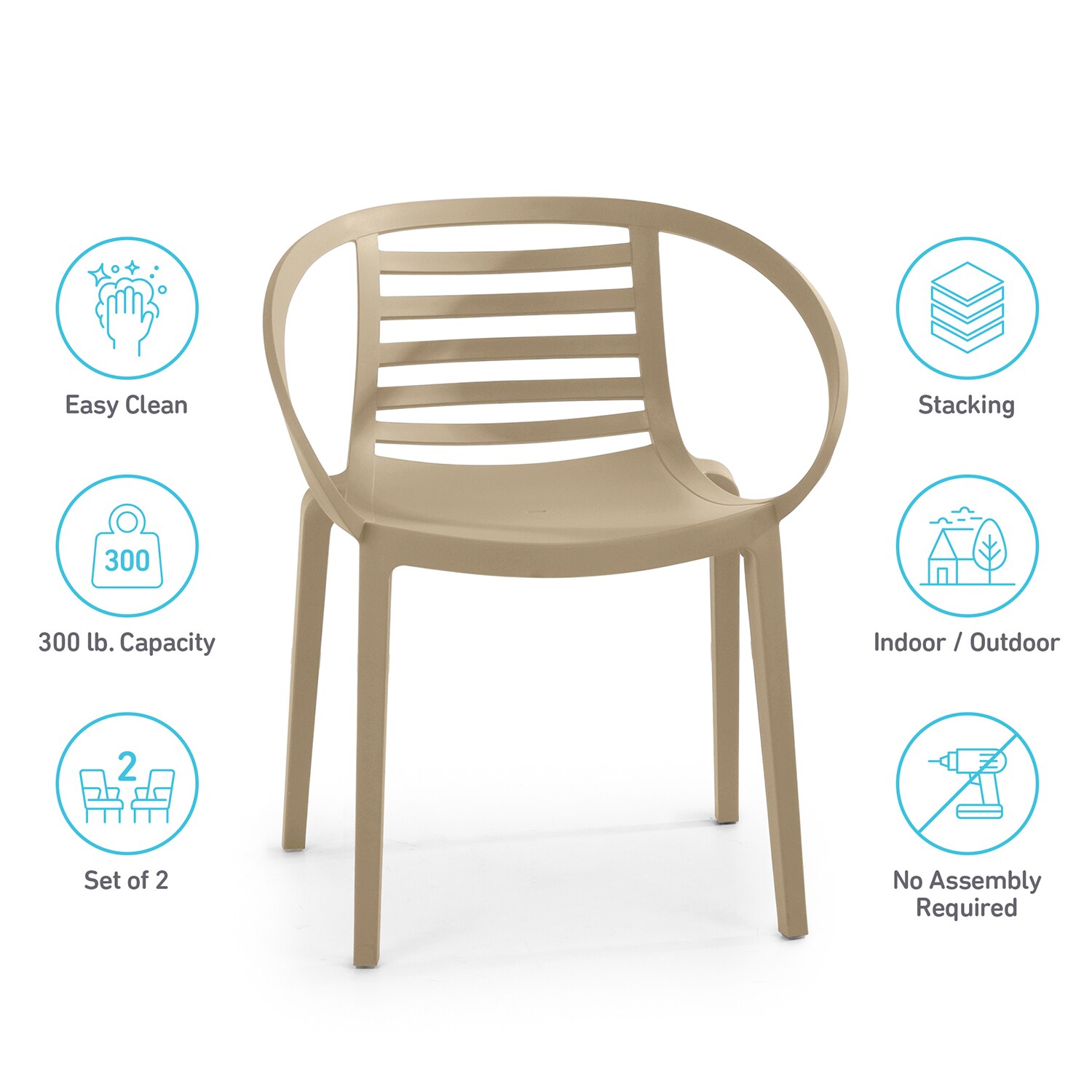 World Rug Gallery MA8058TAUPE2 Patio-Chairs - View #3