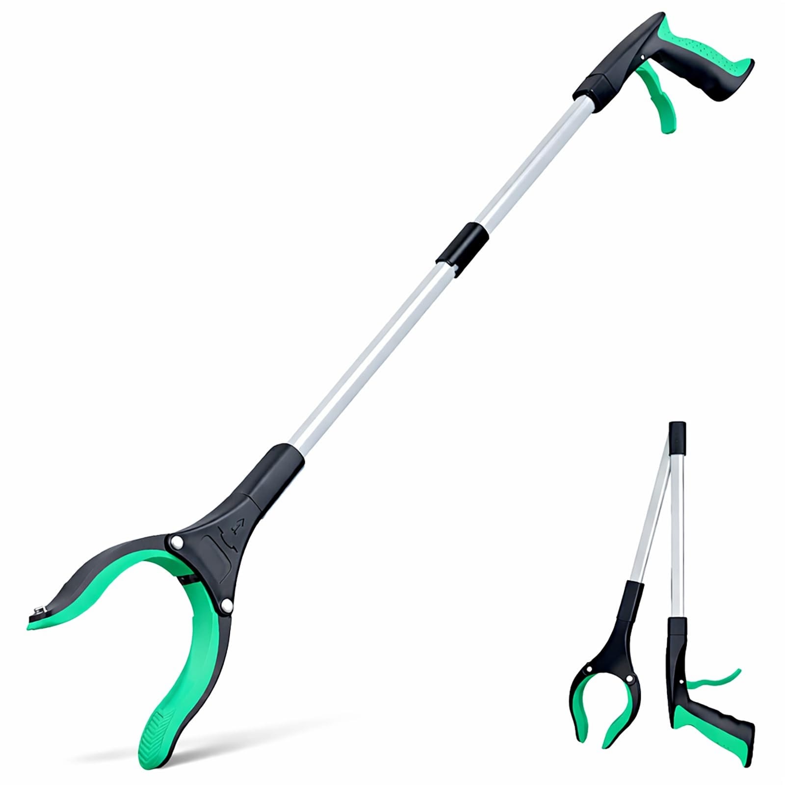 Misopily 32 Inch Foldable Grabber Reacher Tool with 360 Degree Rotating Jaw Magnet Lightweight Durable Arm Extension for Seniors Trash and #L05MS09094
