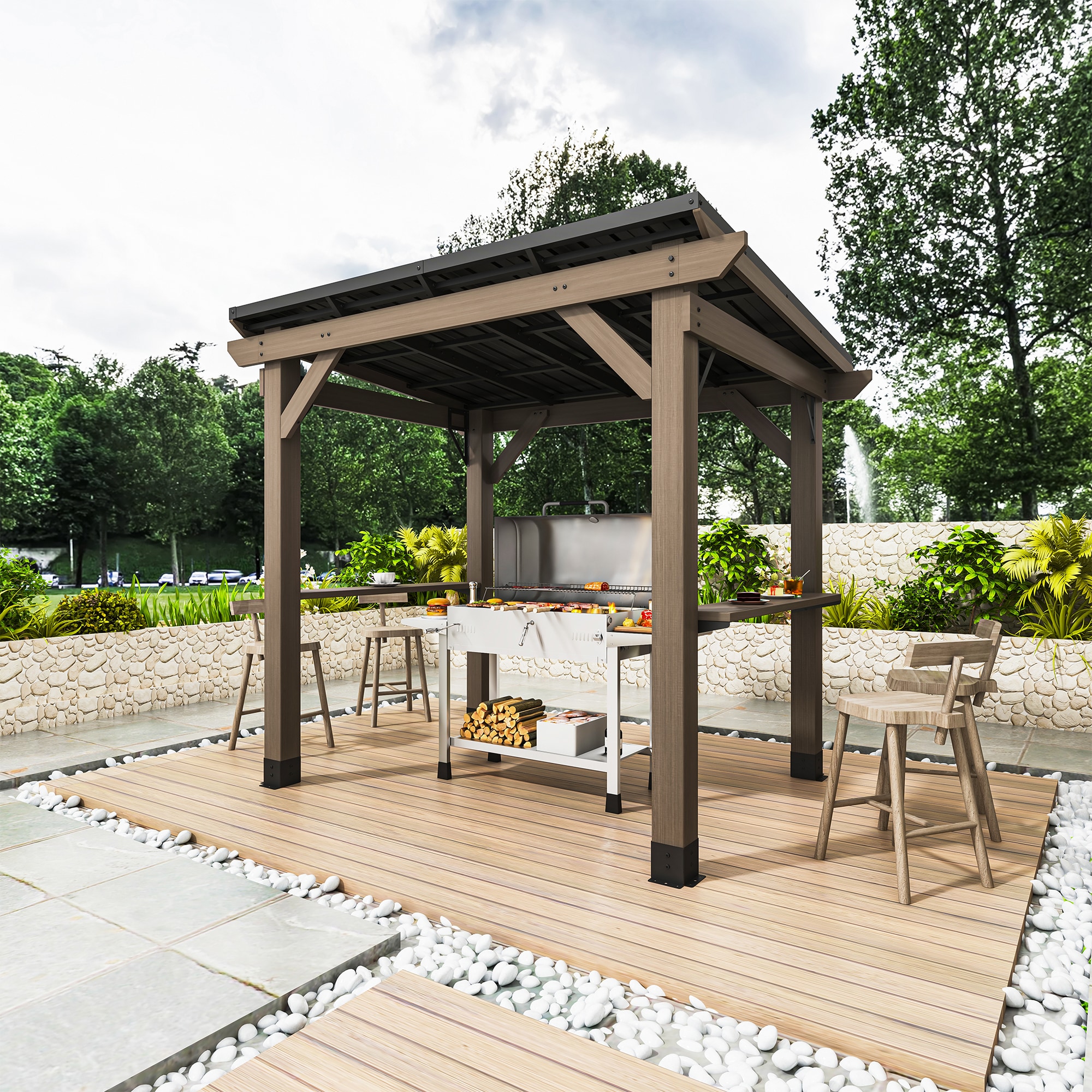 Clihome CLOD0605KTSK86 Wood-Resin-Gazebos - View #3
