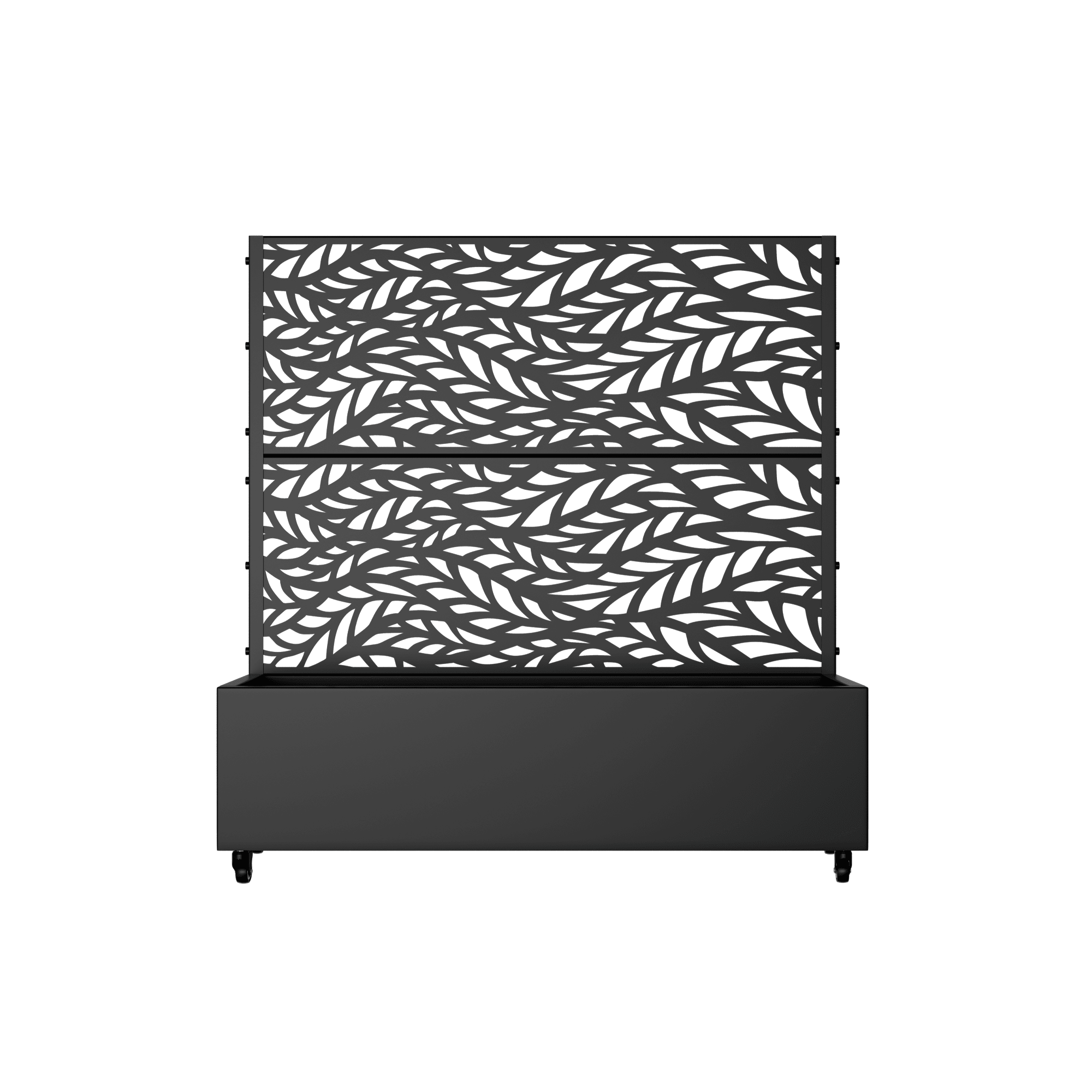 Aveyas SYJ-HW920072 47-in H x 47-in L x 16-in W Black Metal Planter with Trellis ( Leaves )