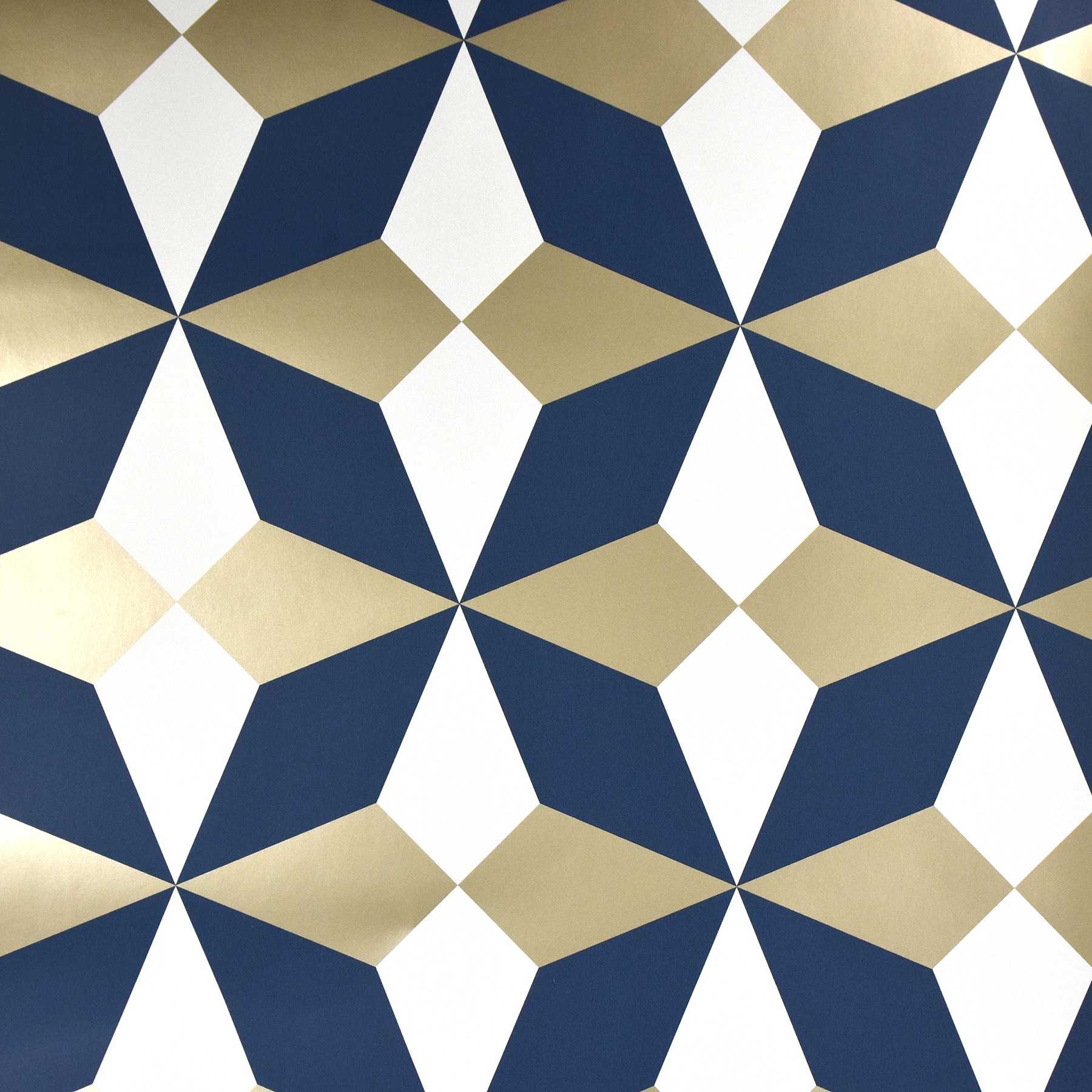Fine Decor 2900-42548 Medley 56.4-Sq. Feet Navy Paper Geometric Unpasted Wallpaper