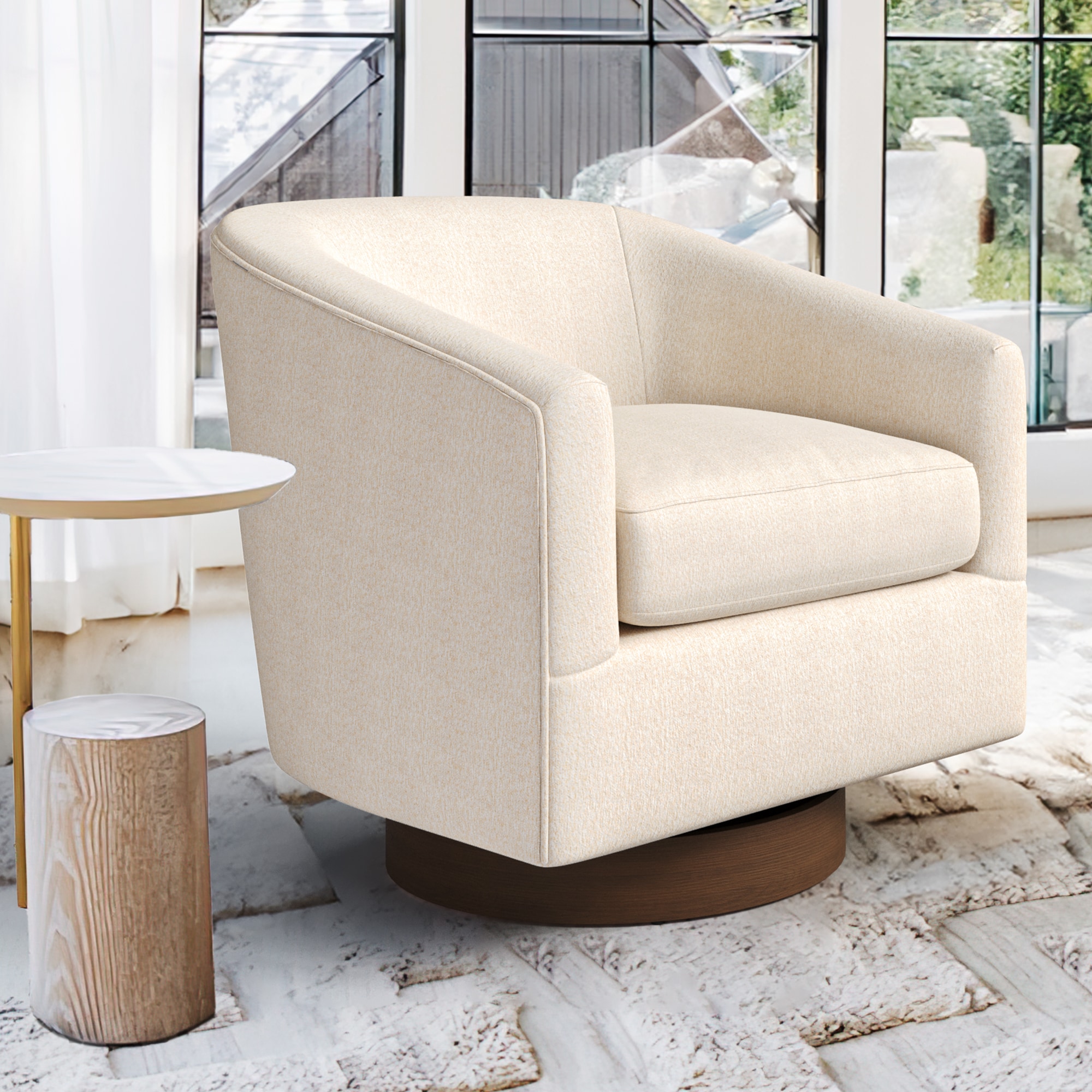 LUE BONA SN-006-02LS Modern Beige Swivel Accent Chair