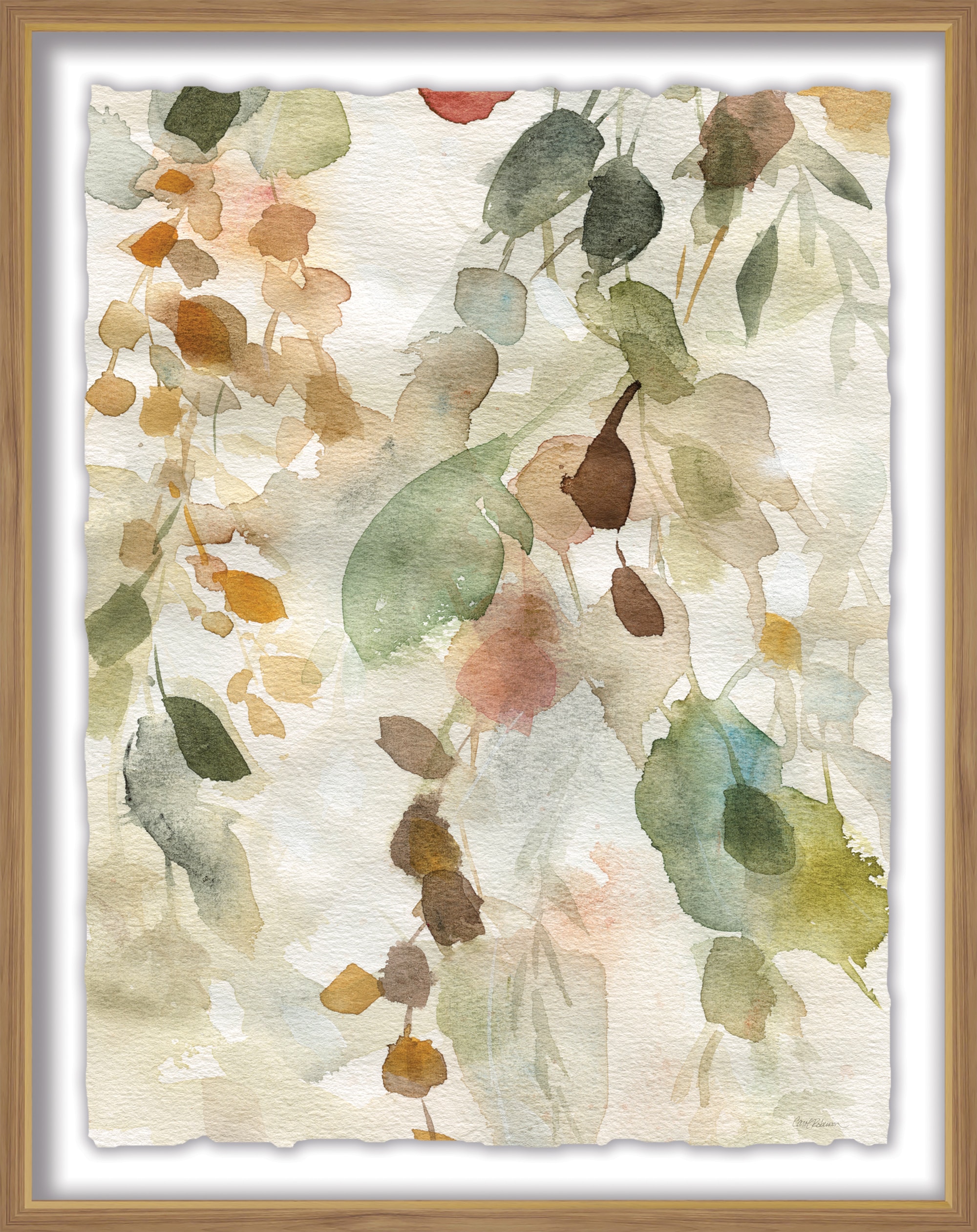 19X25 Cascading Nature Ii Light Brown Framed 25-in H x 19-in W Abstract Paper Print in Bronze | - allen + roth 34677