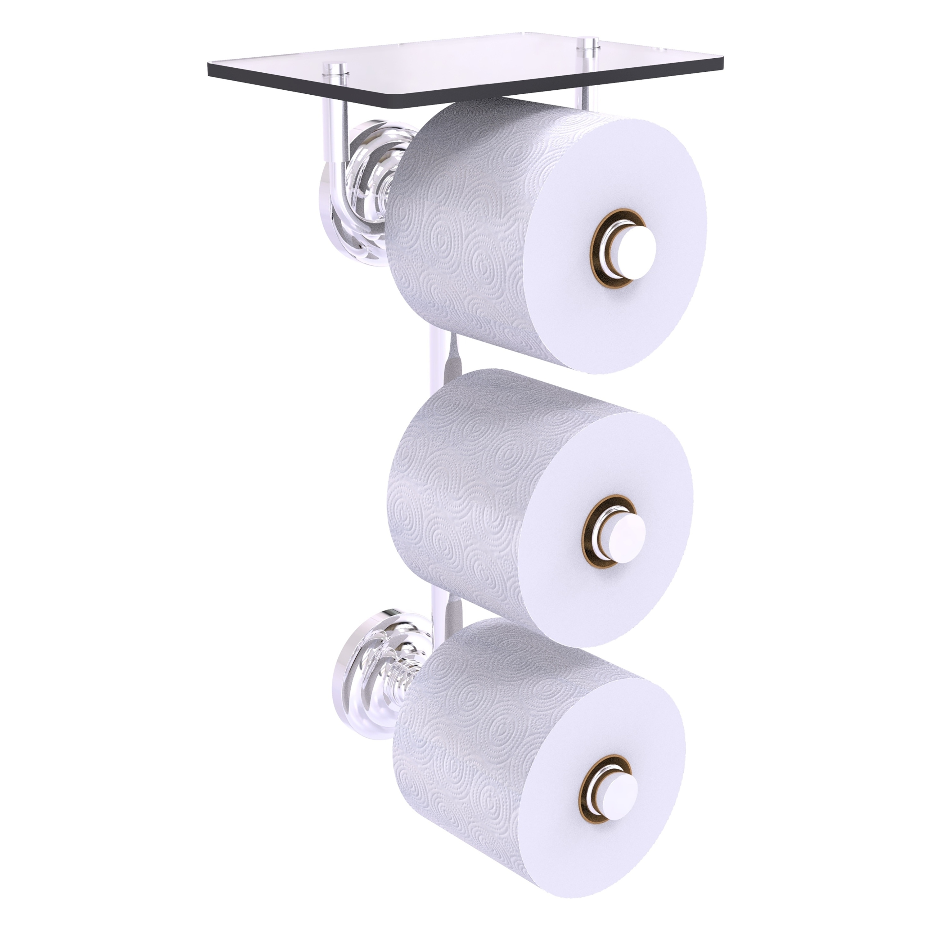 Allied Brass QN-35-3VS-PC Que New Polished Chrome Wall mount Double post Toilet Paper Holder 3 -Rolls with Storage