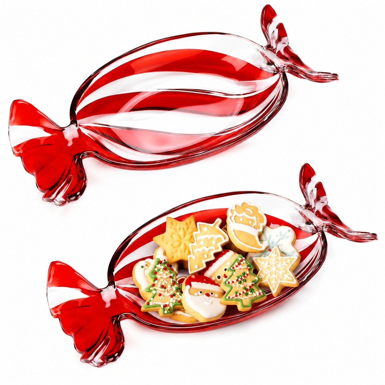 Aoibox 9 84 in x 5 51 in Red Glass Candy Stripe Christmas Special Event ...