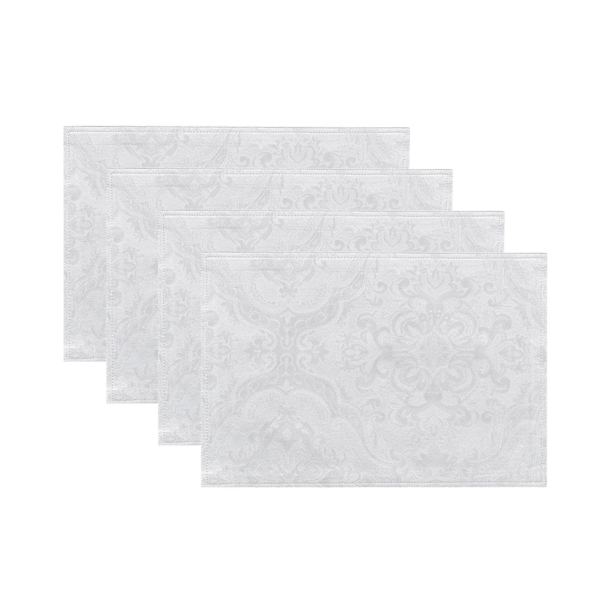 Elrene Home Fashions 739550333084 Caiden Elegance Damask 13"x19" 4 -Pack White Polyester Rectangle Placemats