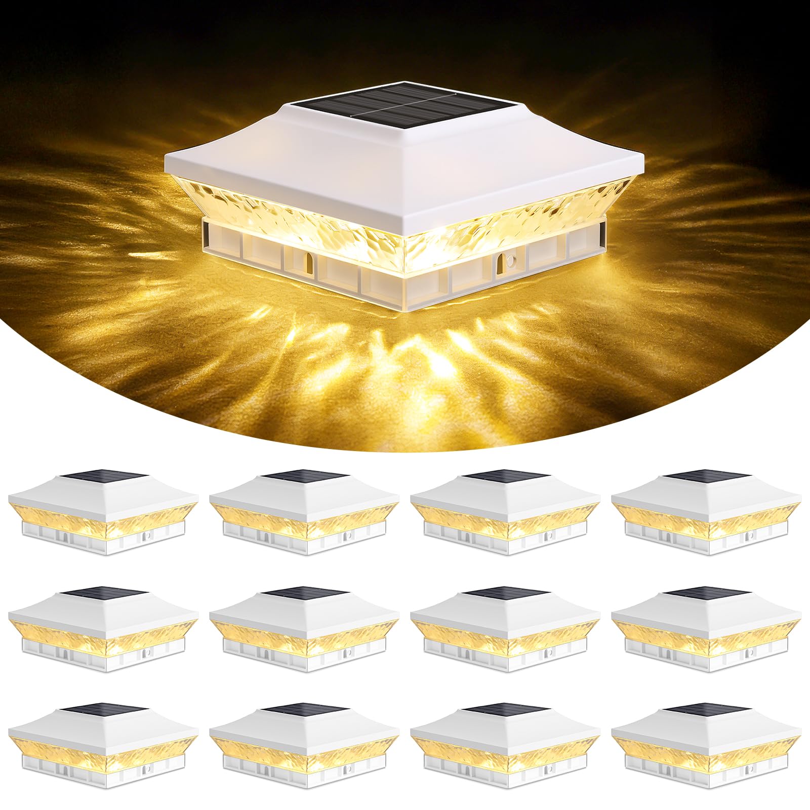IJBUHV Solar Cap Lights Post Fence Deck Outdoor Garden LED Lamp 12-Pack