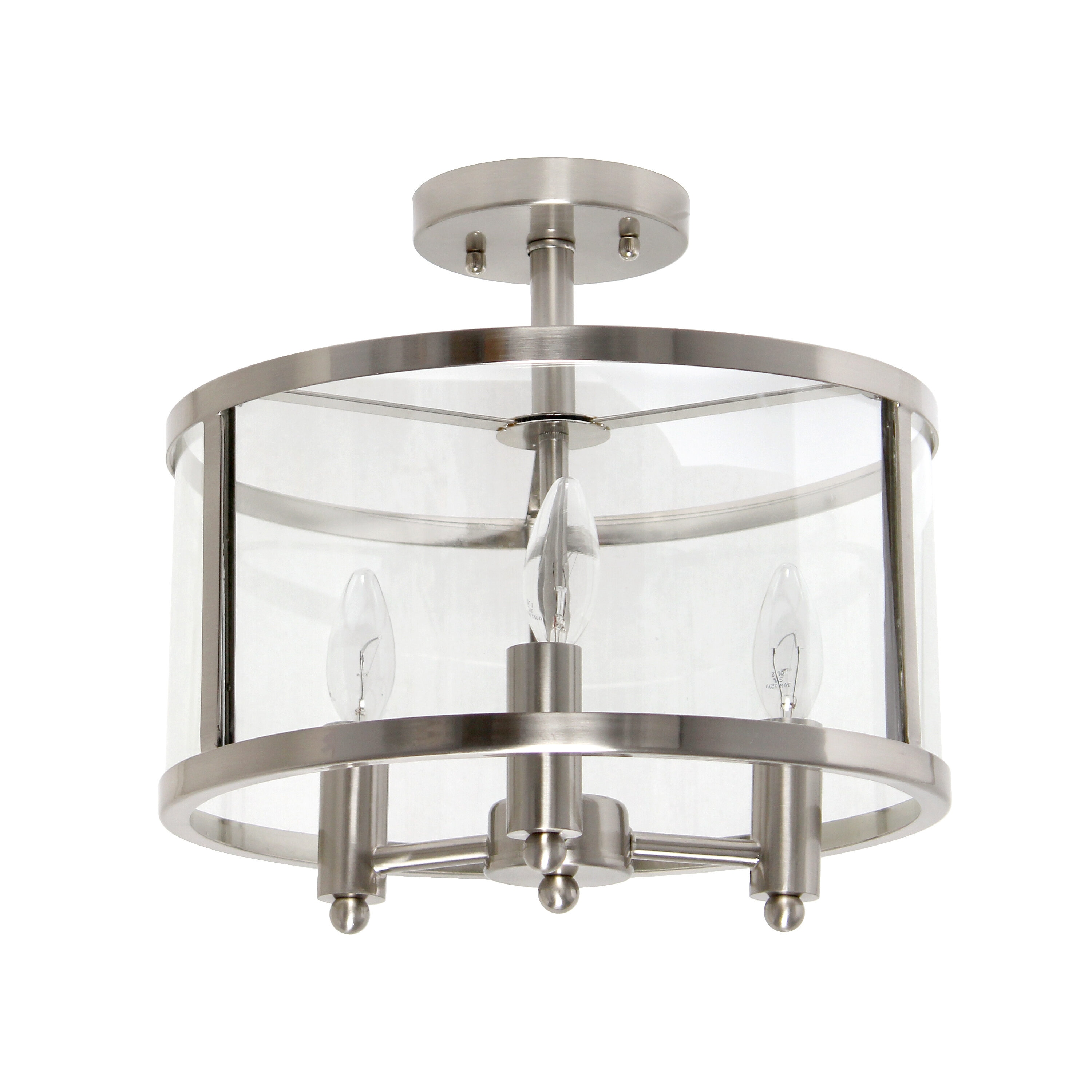 Lalia Home LHM-1000-BN Classix 3 -Light 13-in Brushed Nickel Semi Flush Mount Light