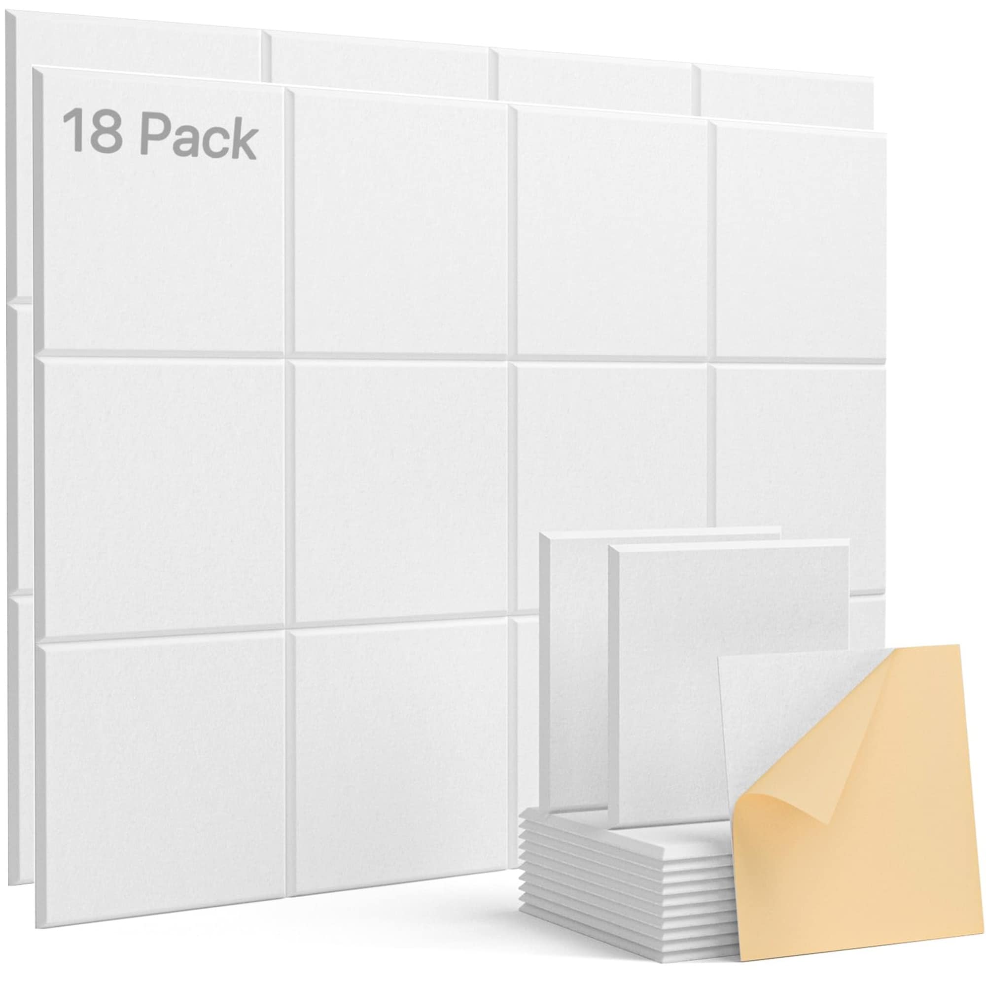 Wudkey 18 Pack White 12 x 12 in self adhesive 150kg/m3 high density Panel for home offices bedrooms