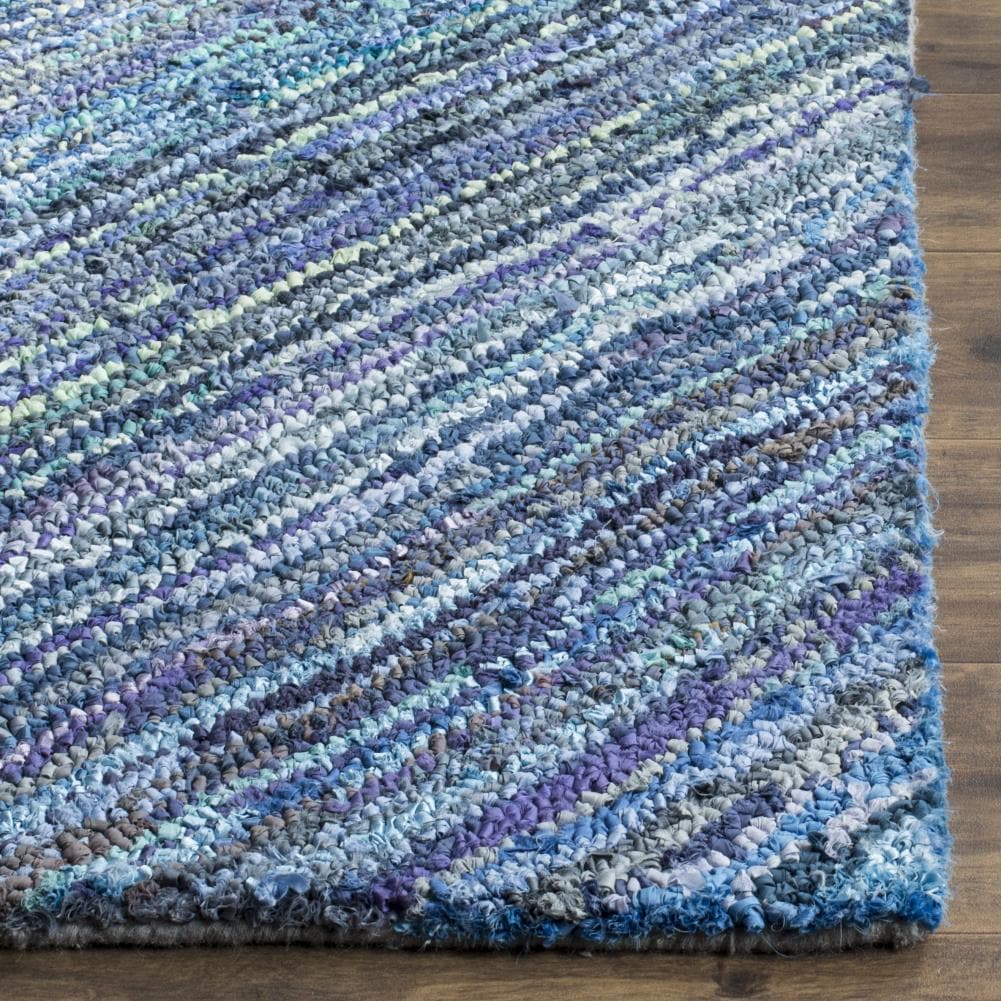 Blue Handmade Wool Tufted Rectangular Area Rug 3' x 5'