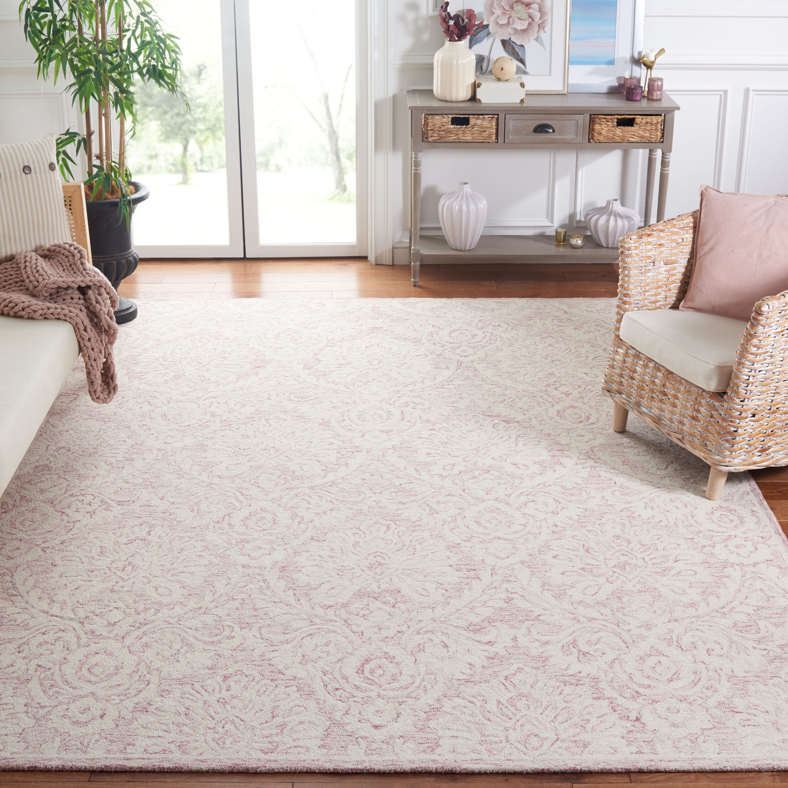  Blossom 106 Pink/Ivory Traditional 8ft x 10ft Large Rectangle Rug