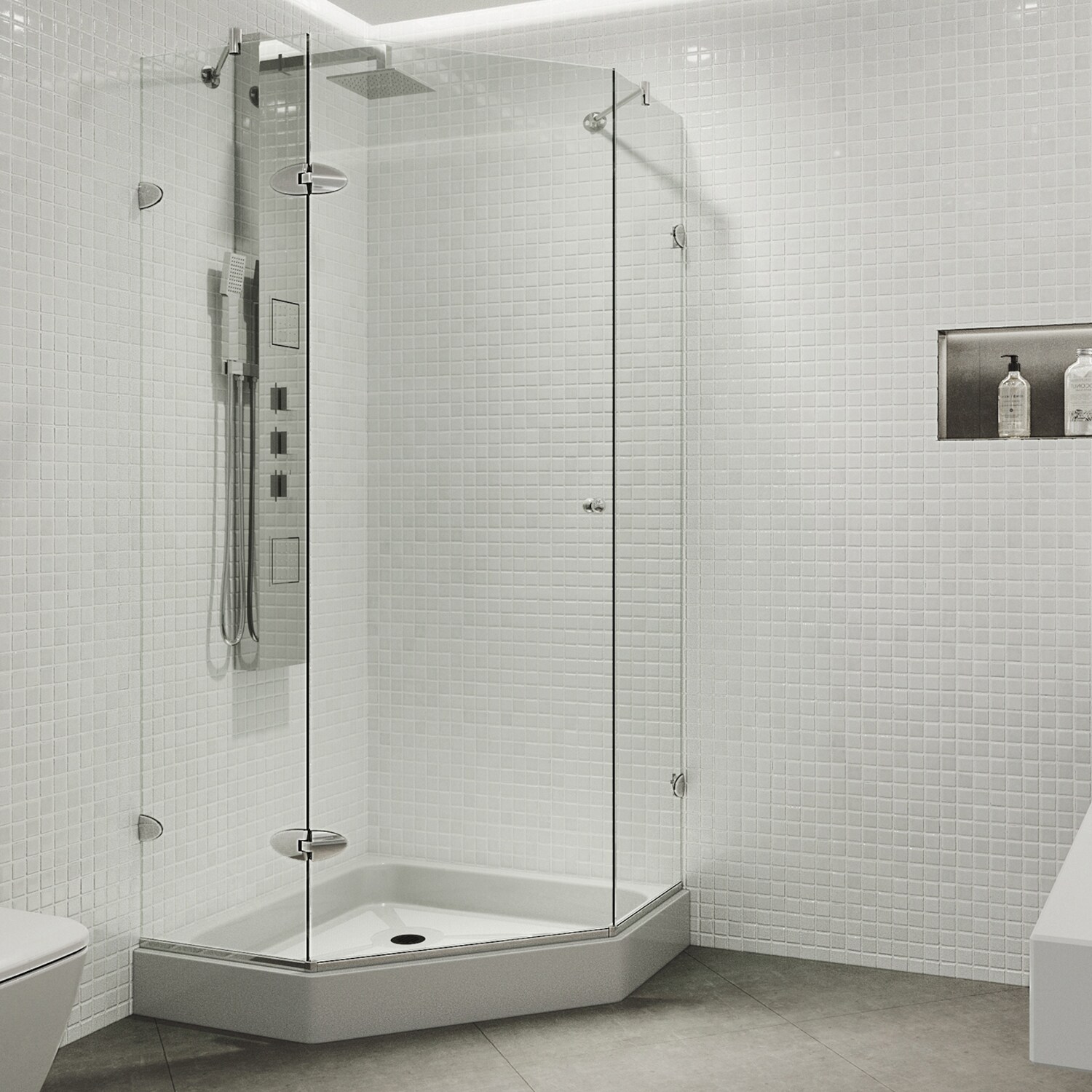 Custom Showers Your Way (Includes: Neo Corner Pan, Walls, Thresholds, and  Optional Glass)