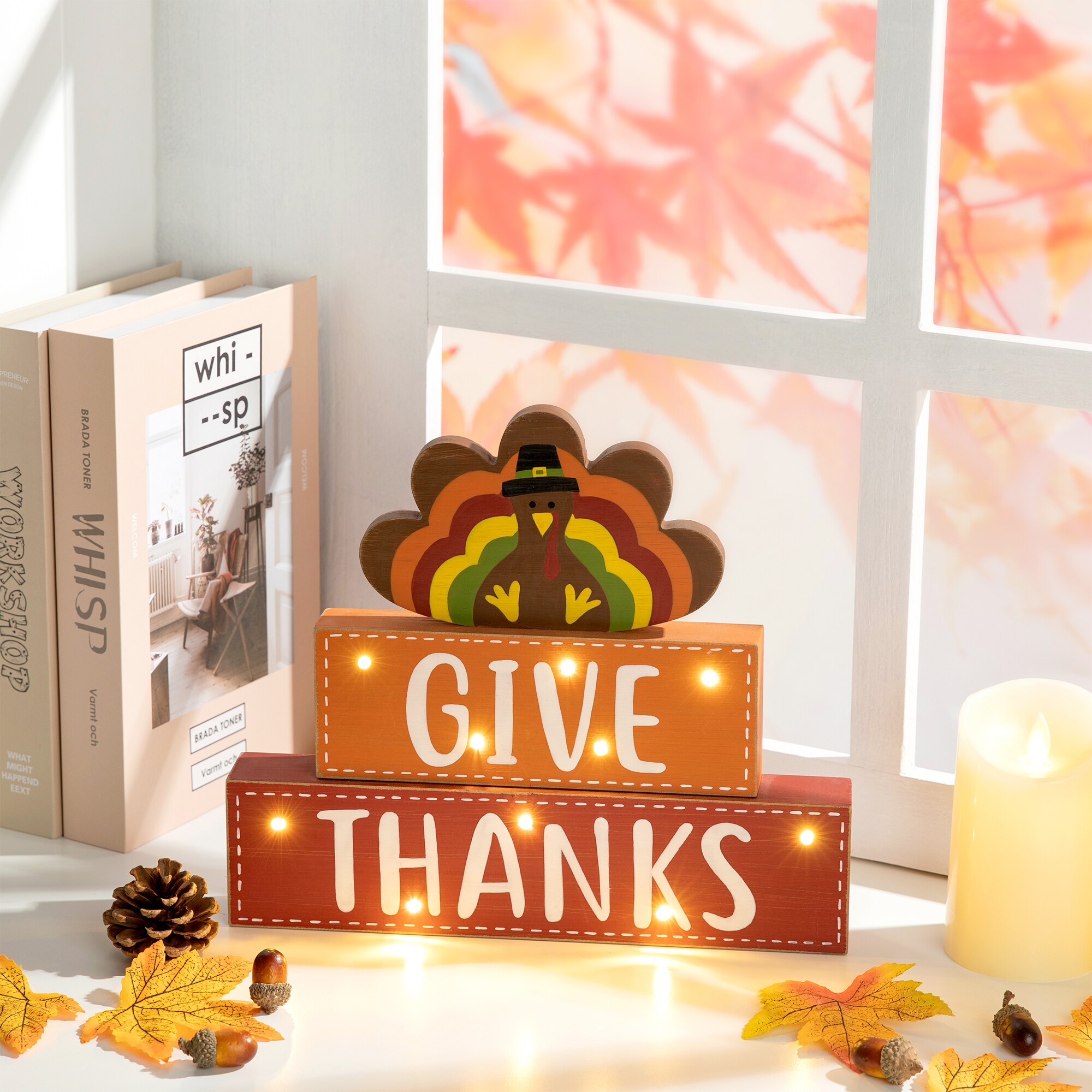 Glitzhome 10.28-in Lighted Turkey Tabletop Decoration in the Fall Decor ...