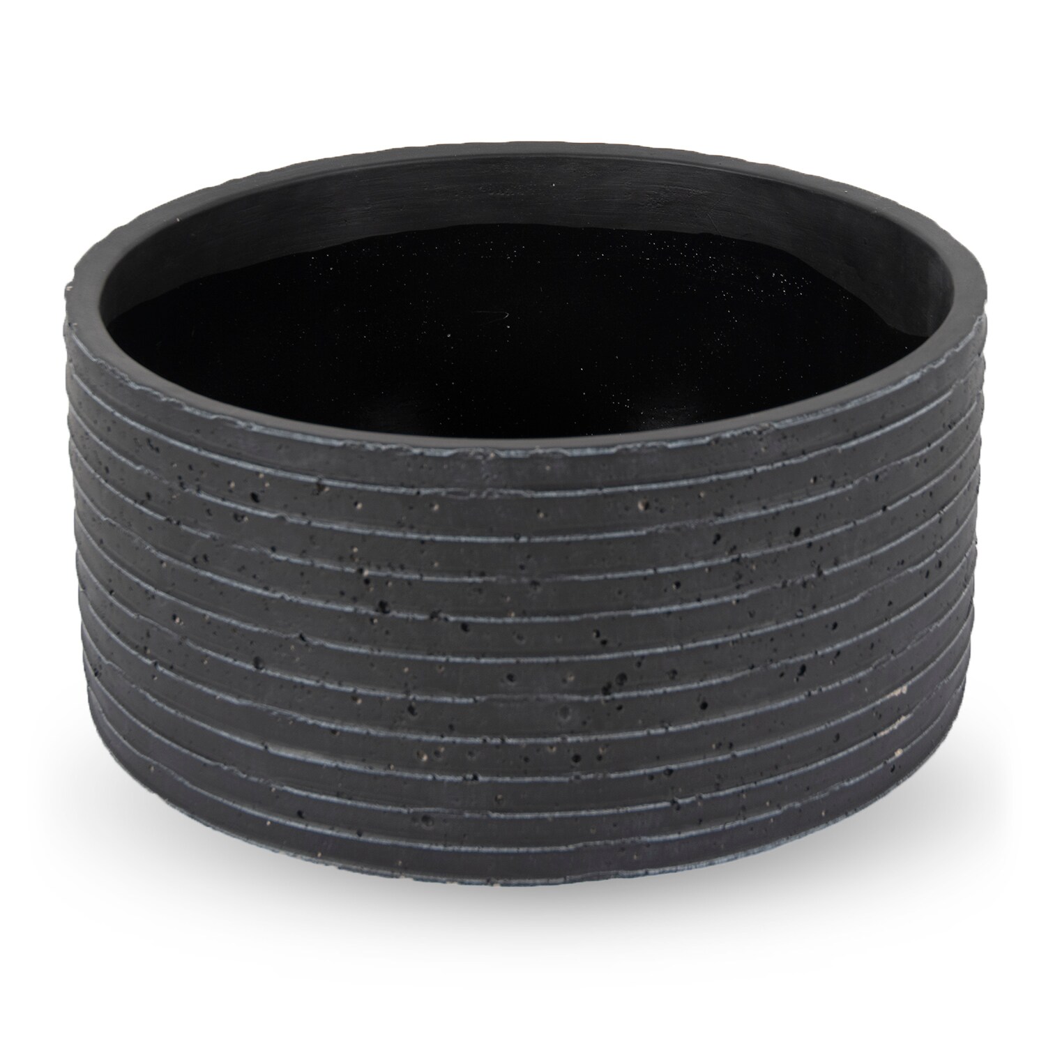 Vasesource ELOY510BL Round 10.0-Inches W Small Black Ceramic Indoor/Outdoor Planter