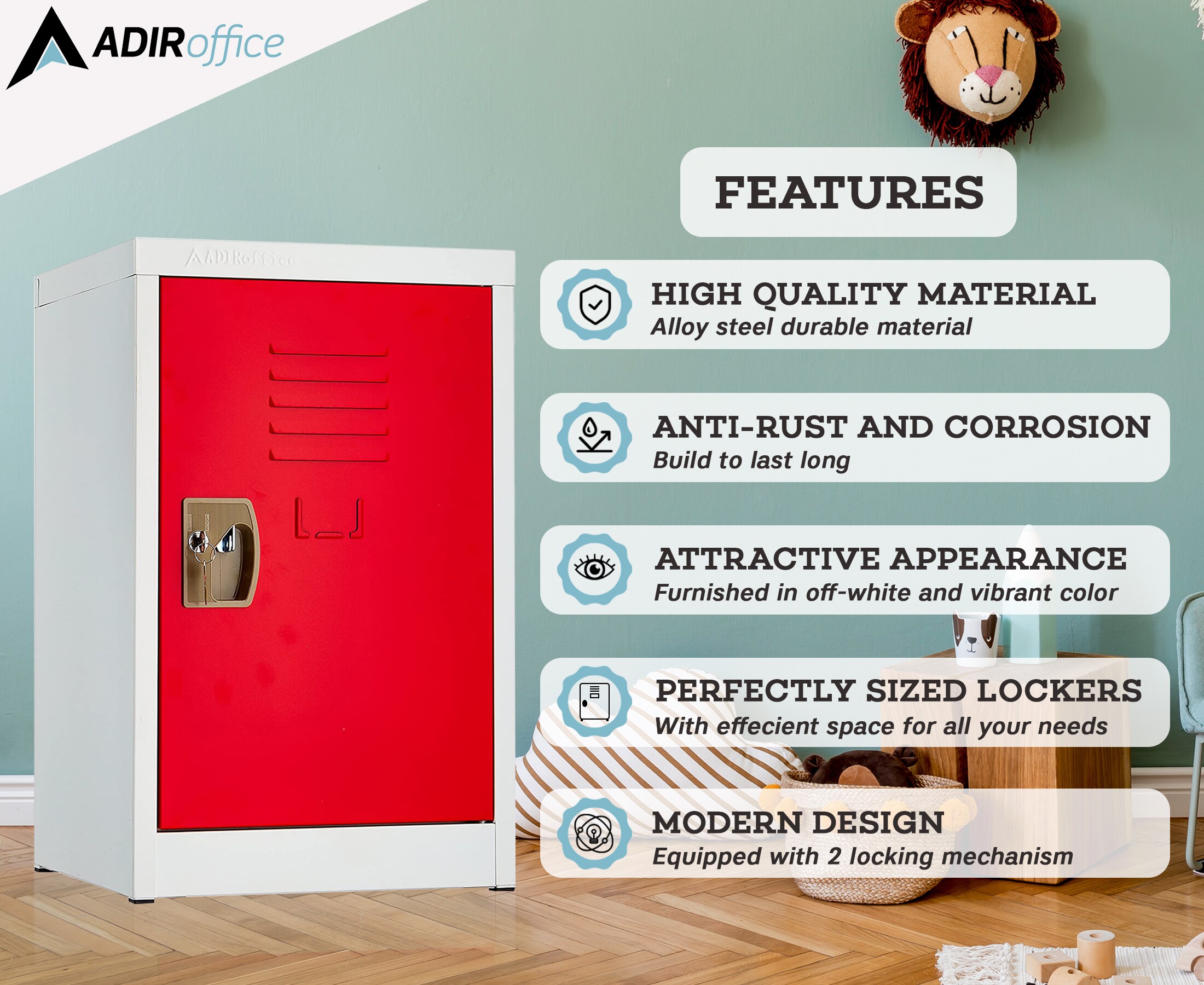 AdirOffice 629-02-RED-2PK Storage-Lockers - View #6