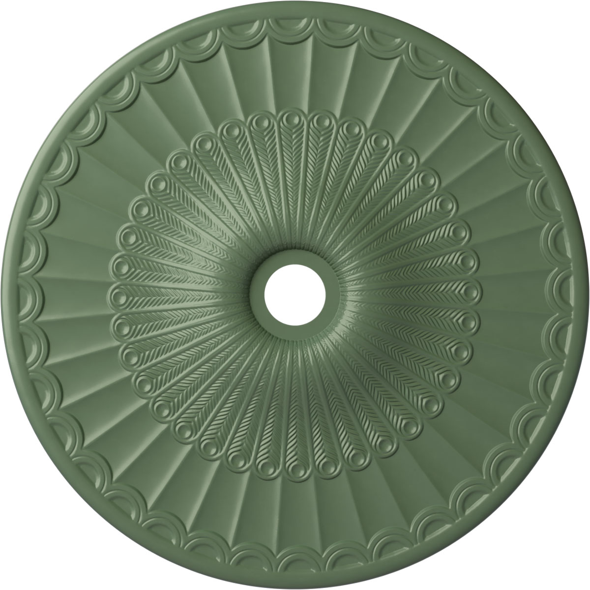 Ekena Millwork CM36GLAGF Galveston 36.625-in W x 36.625-in L Painted Athenian Green Polyurethane Whole Ceiling Medallion