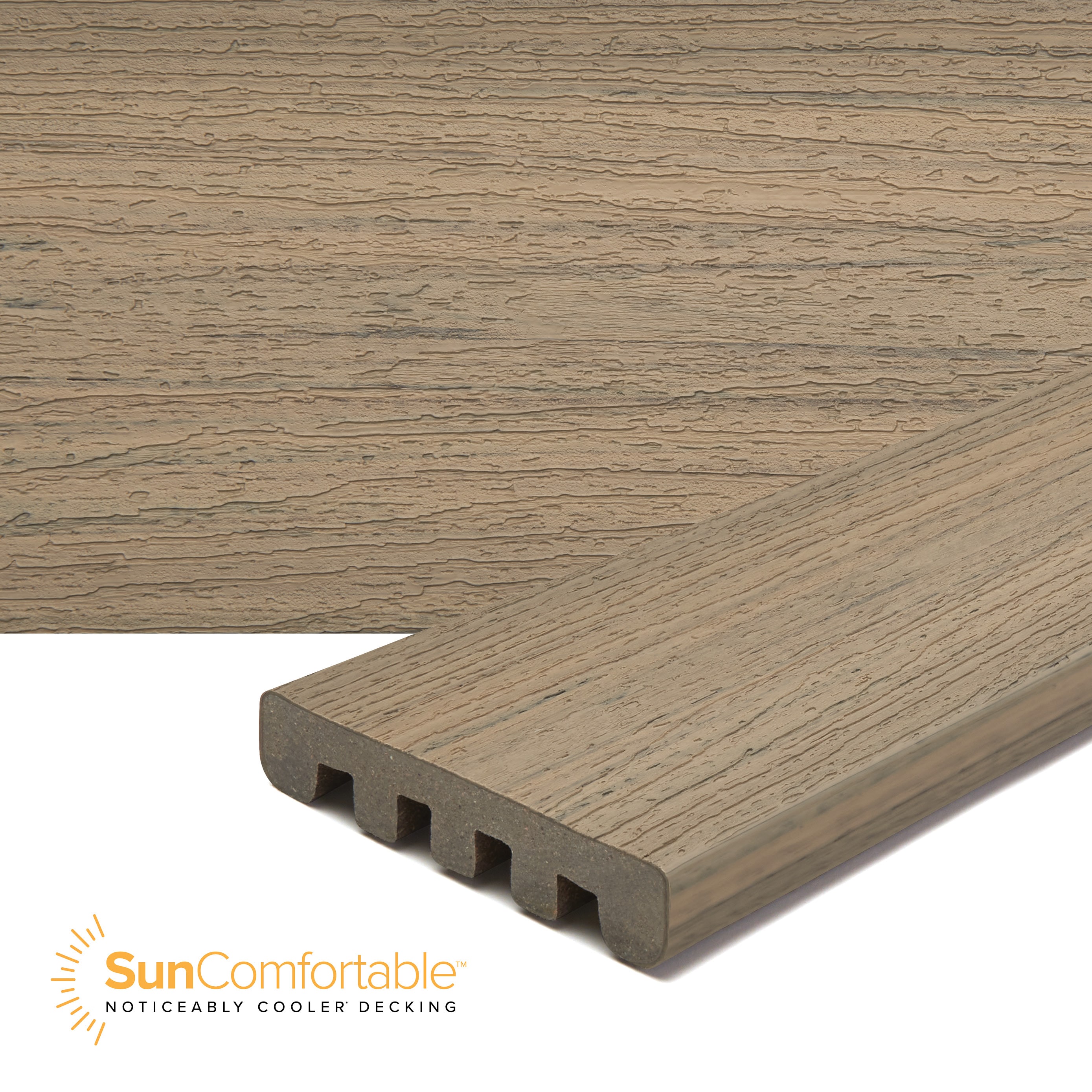Trex HY010620E2S01 Enhance Naturals 1-in x 6-in x 20-ft Honey Grove Square Composite Deck board