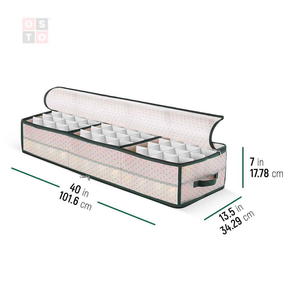 OSTO 13.5-in x 7-in 96-Compartment Red Plastic Adjustable Compartments  Ornament Storage Box at