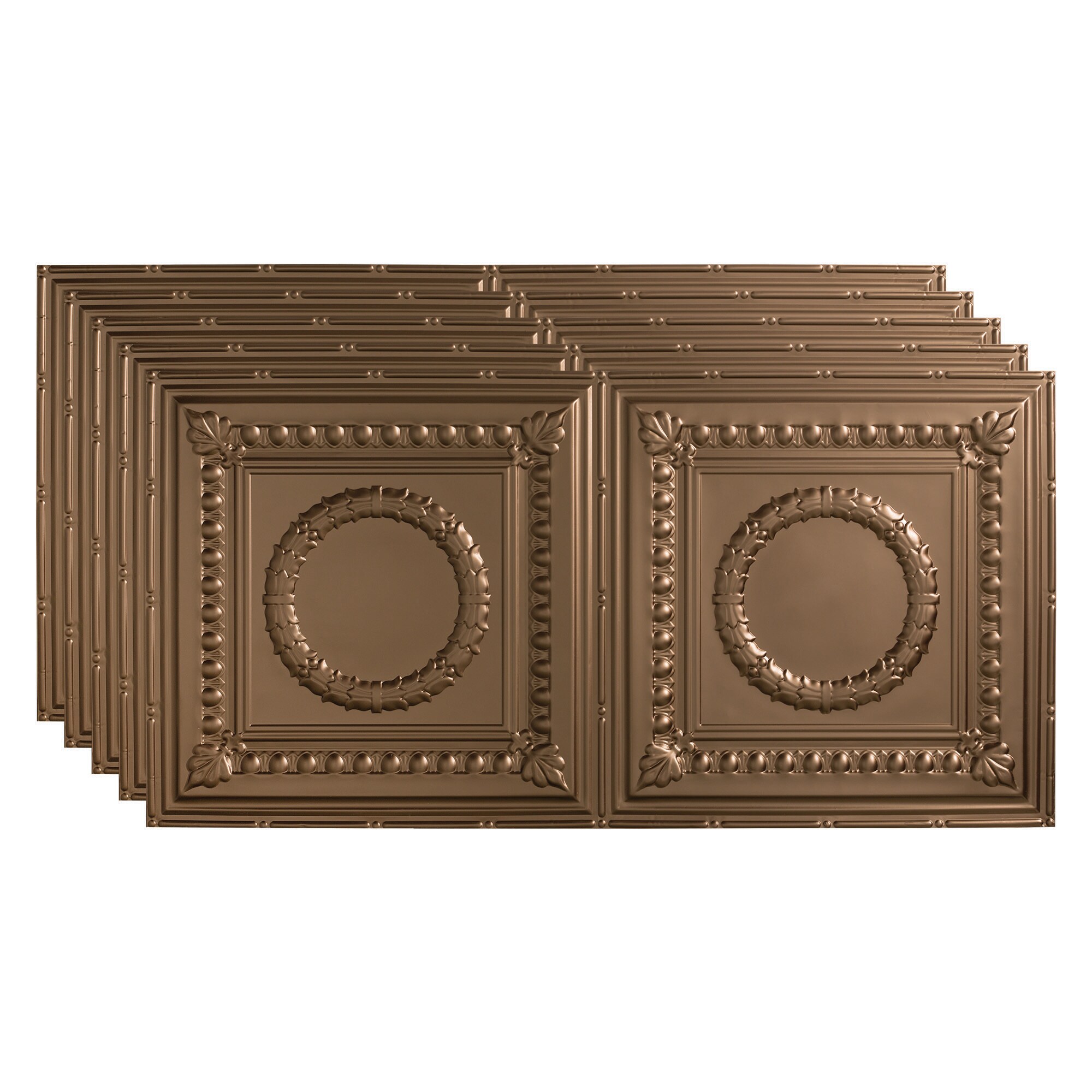 Fasade PG5428 4-ft x 2-ft Rosette Argent Bronze PVC Surface-mount Ceiling Tile (5-Pack, 40-sq ft / Case)
