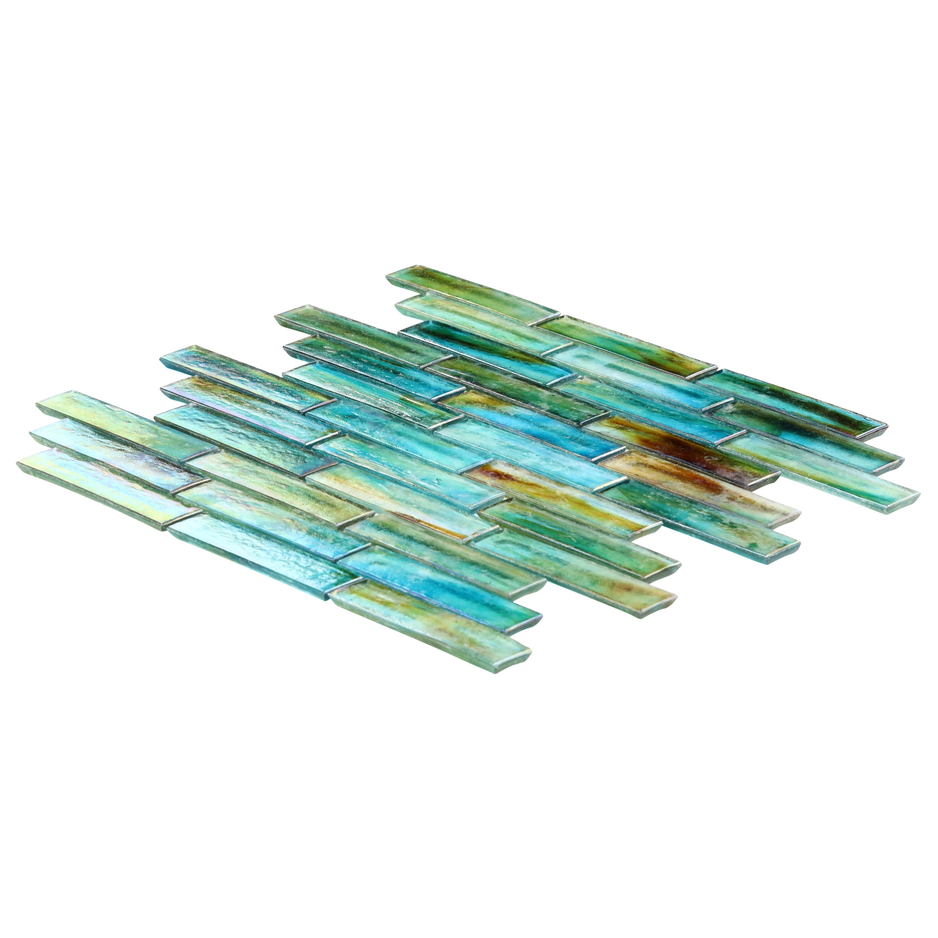 Artmore Tile EXT3RD108947 Sigma Lagoon Green 4 in. x 4 in. Polished Glass Mosaic Wall Tile Sample