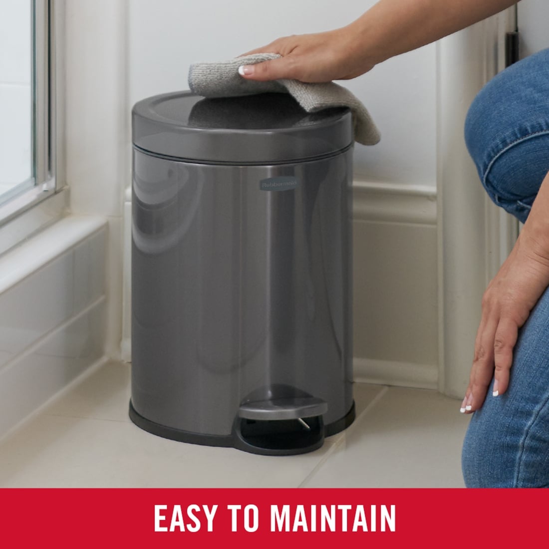 Rubbermaid 1.6-Gallon Charcoal Metal Indoor Step Trash Can 2179250 at ...