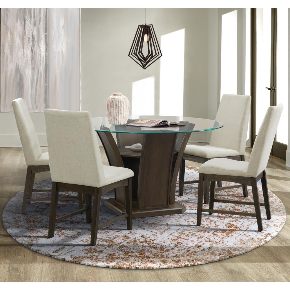 Simms Walnut Transitional Dining Room Set with Round Table (Seats 4) in White | - Picket House Furnishings DPR5005PC