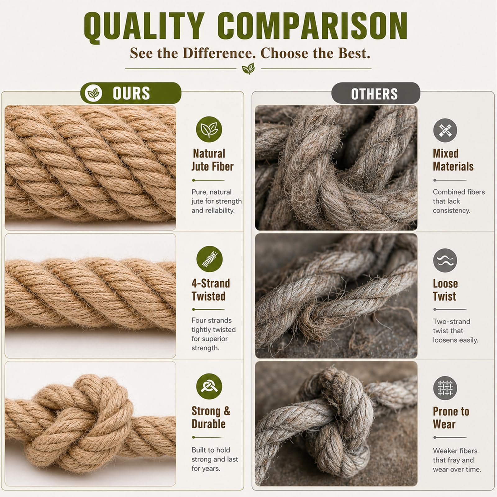 Linder Group Inc Natural jute rope Half inch diameter 50 foot Roll ...