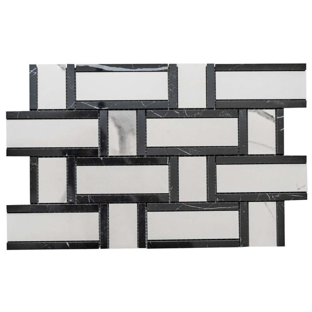 The Tile Life SBASK1014CA Sample- Stately Tre Calacatta 4-in x 4-in Polished Porcelain Marble Look Floor and Wall Tile