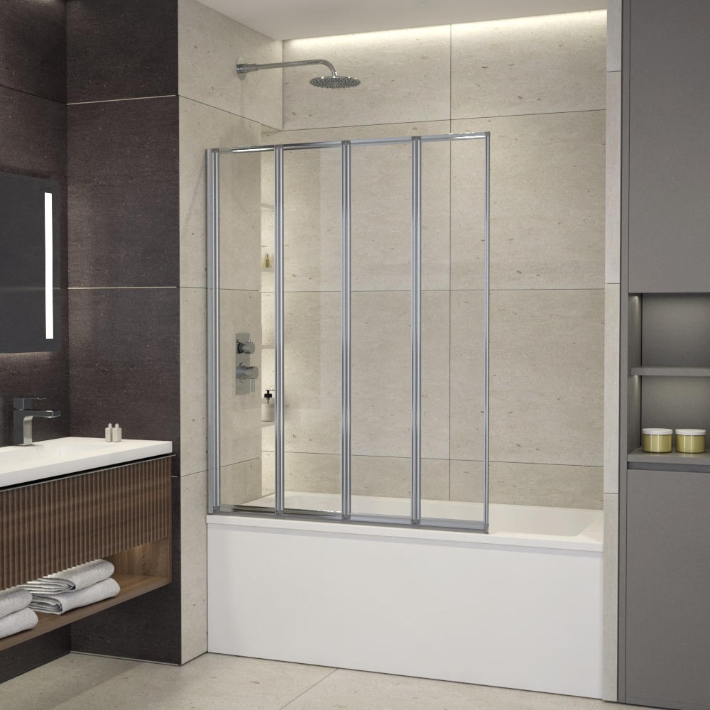 LuxWay SB0452-LUX-11 Triton Chrome 44-in W x 55-Inches H Framed Bifold Bathtub door