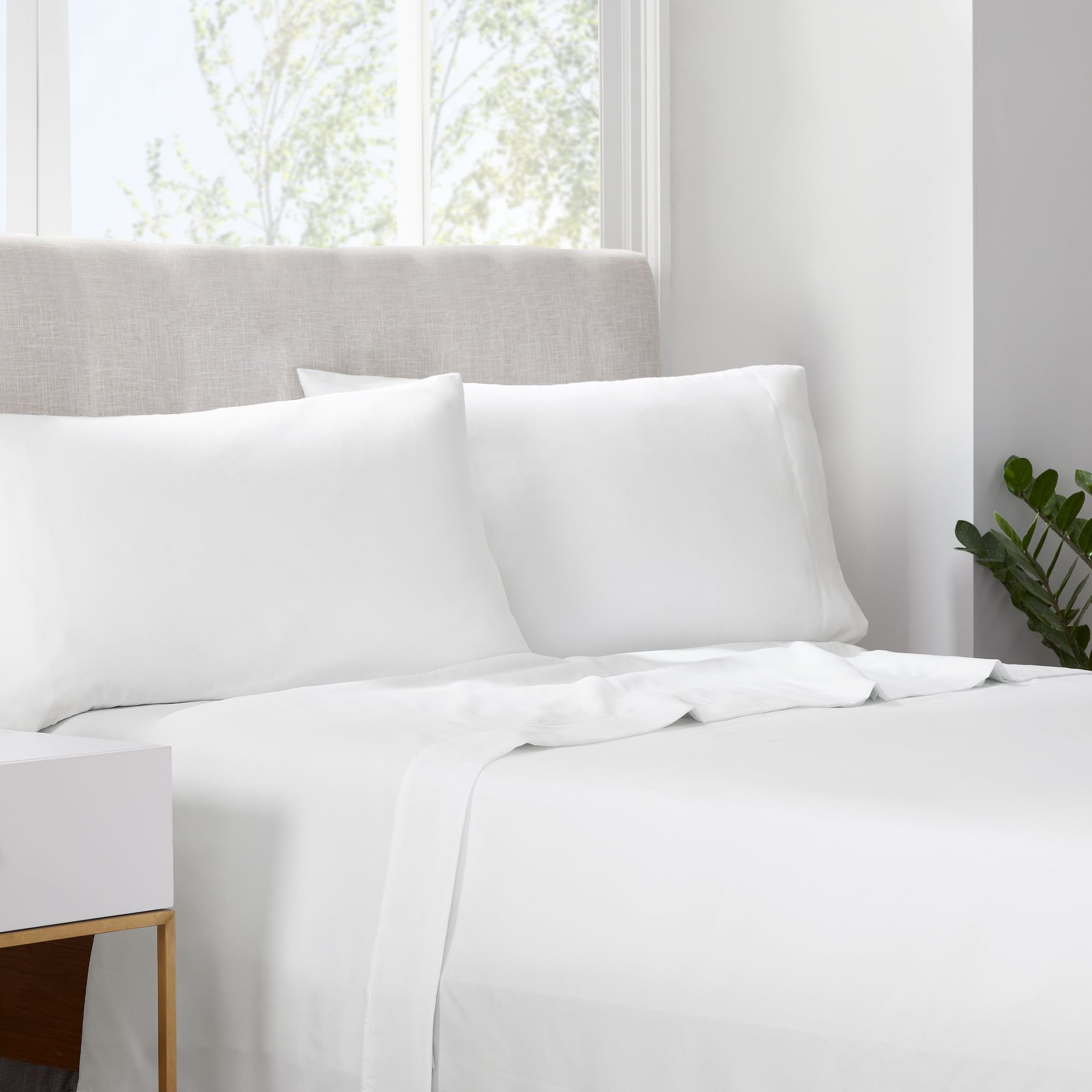 Serta 100% Microfiber Polyester Medium Bed Pillows, King White, 2-Pieces