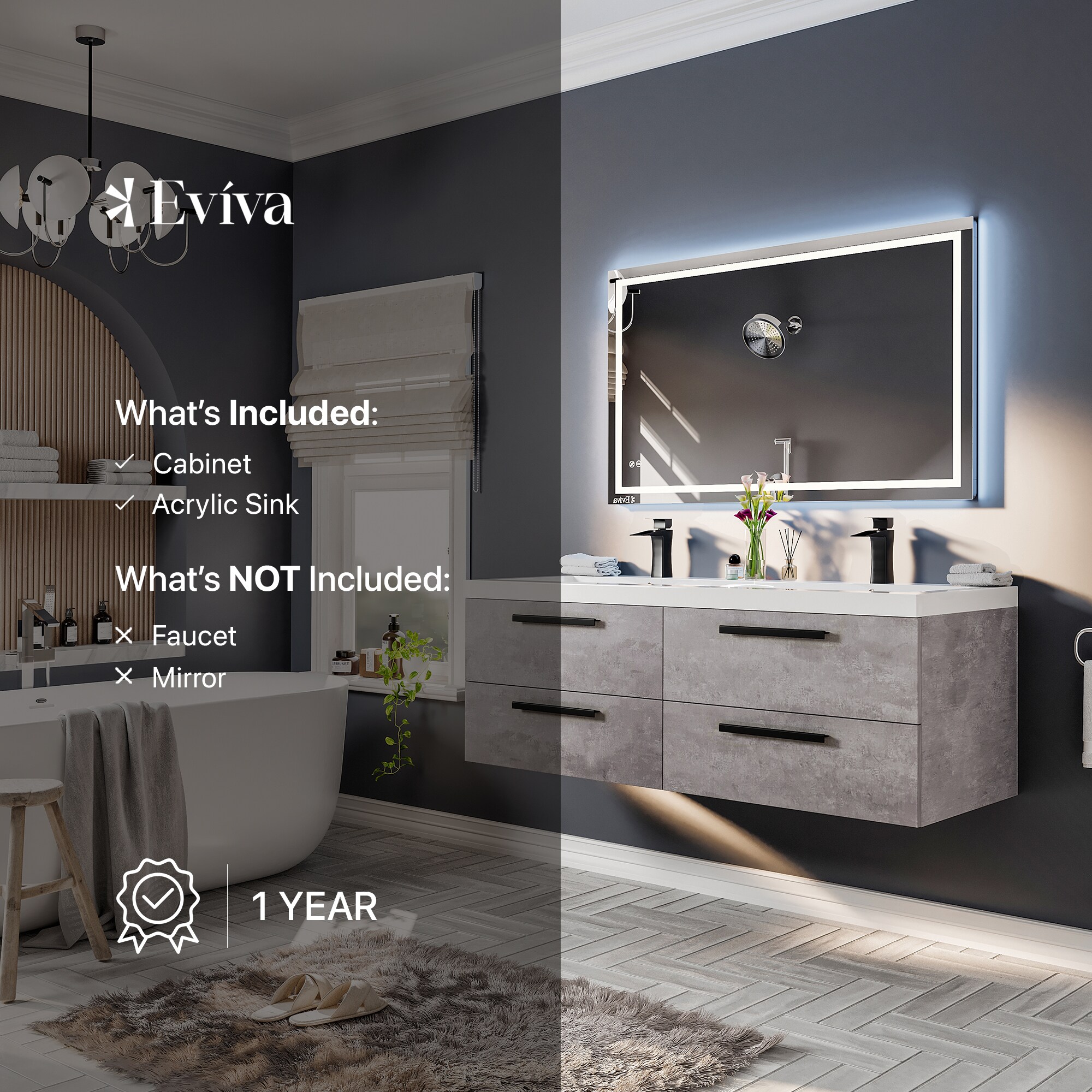 Eviva EVVN144-57CGR Bath-Vanity-Combo - View #7