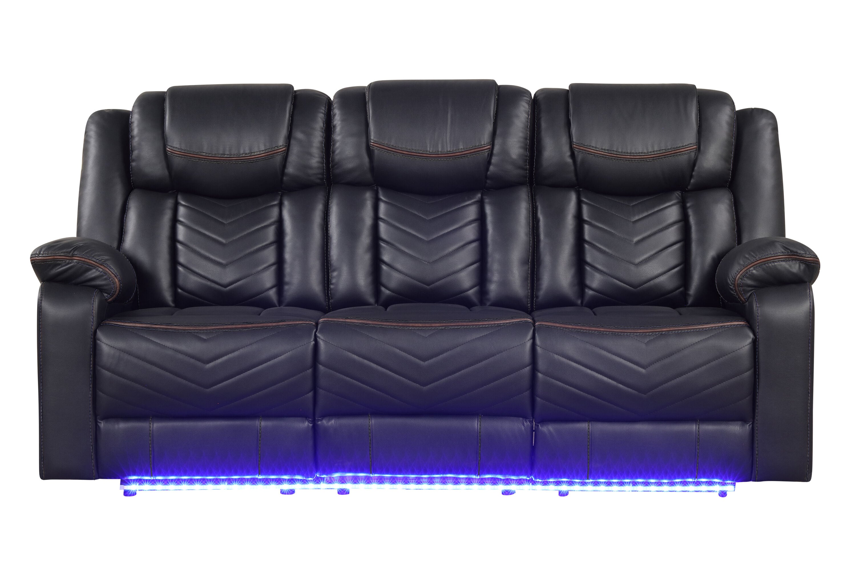 Galaxy 601955556835 45-in Modern Black Faux leather Reclining Loveseat