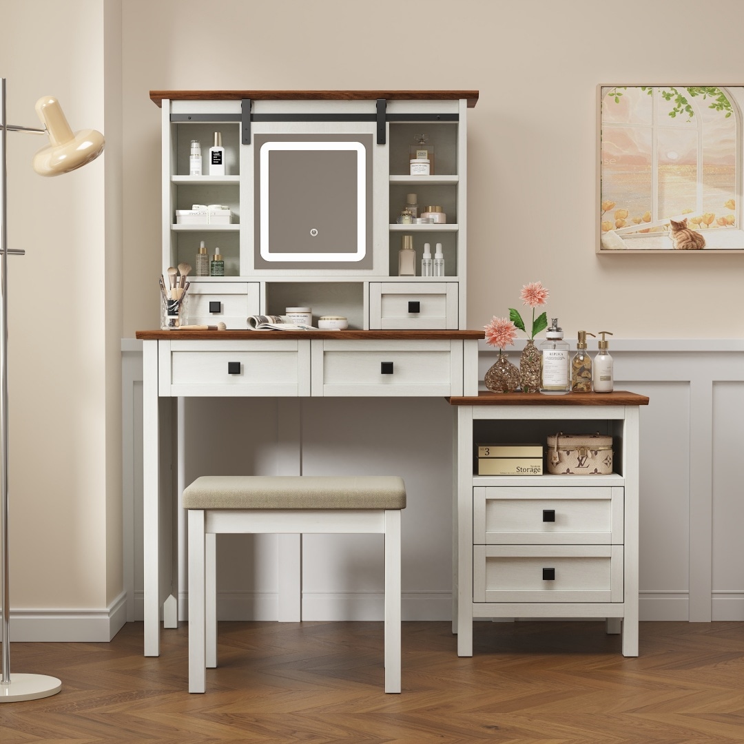 ZAKLOOP WU2557P167876 54-Inches H Brown Rectangular Makeup Vanity Stool
