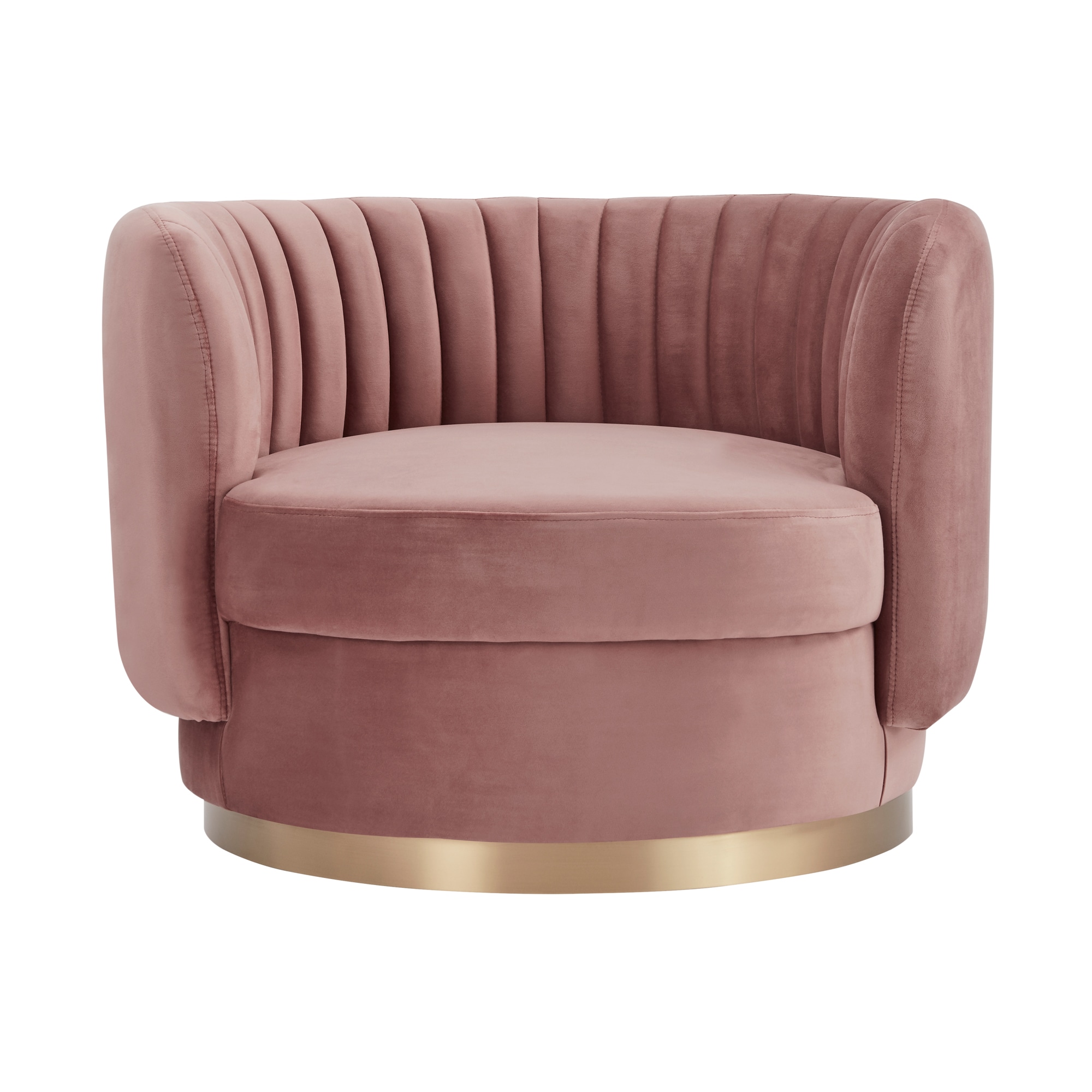 Armen Living LCDVCHBLUSH Modern Gold Velvet Swivel Barrel Chair