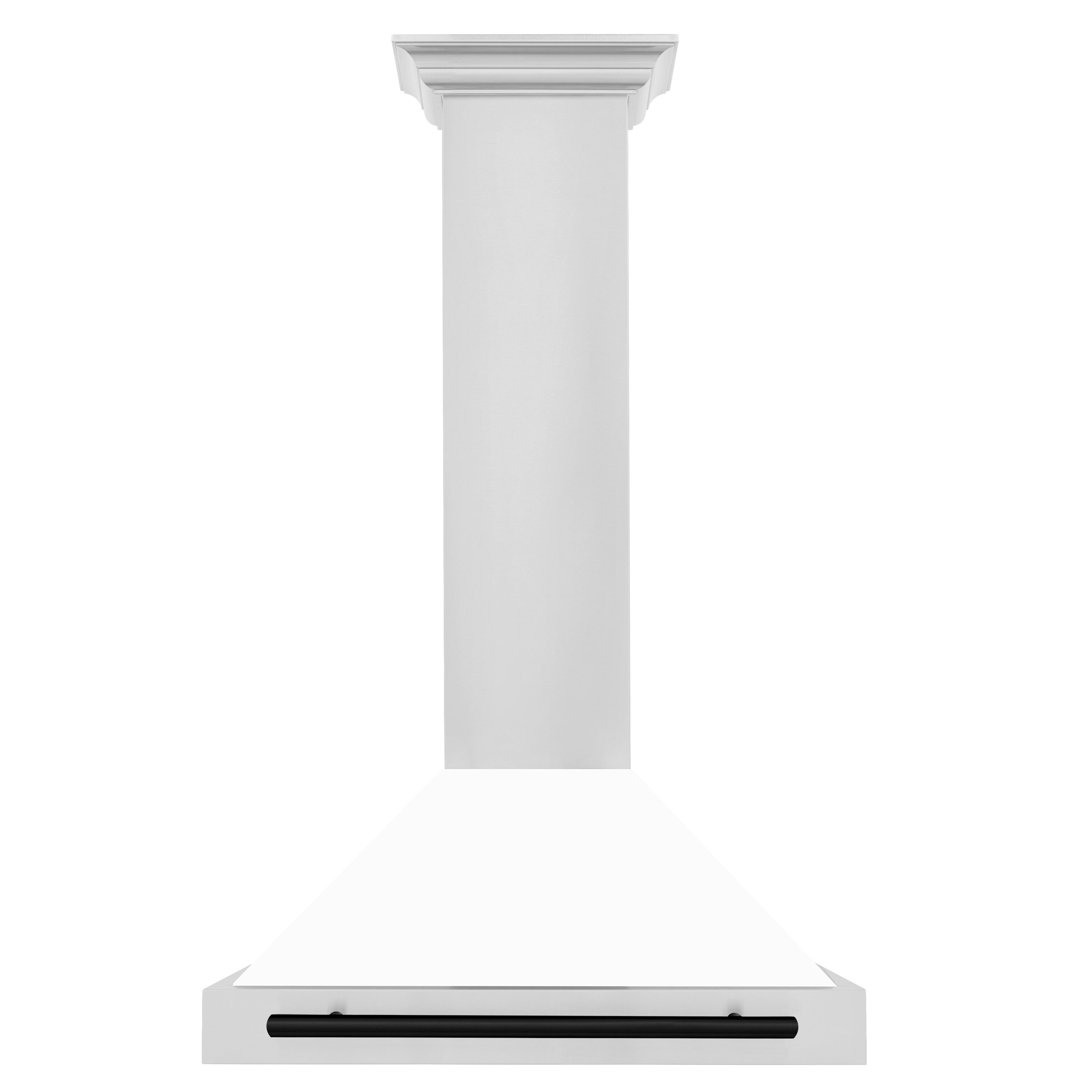 ZLINE KITCHEN & BATH KB4STZ-WM30-MB 30 inch Convertible 400-CFM Recirculating Stainless Steel with White Matte Shell and Matte Black Handle Wall-Mounted Range Hood