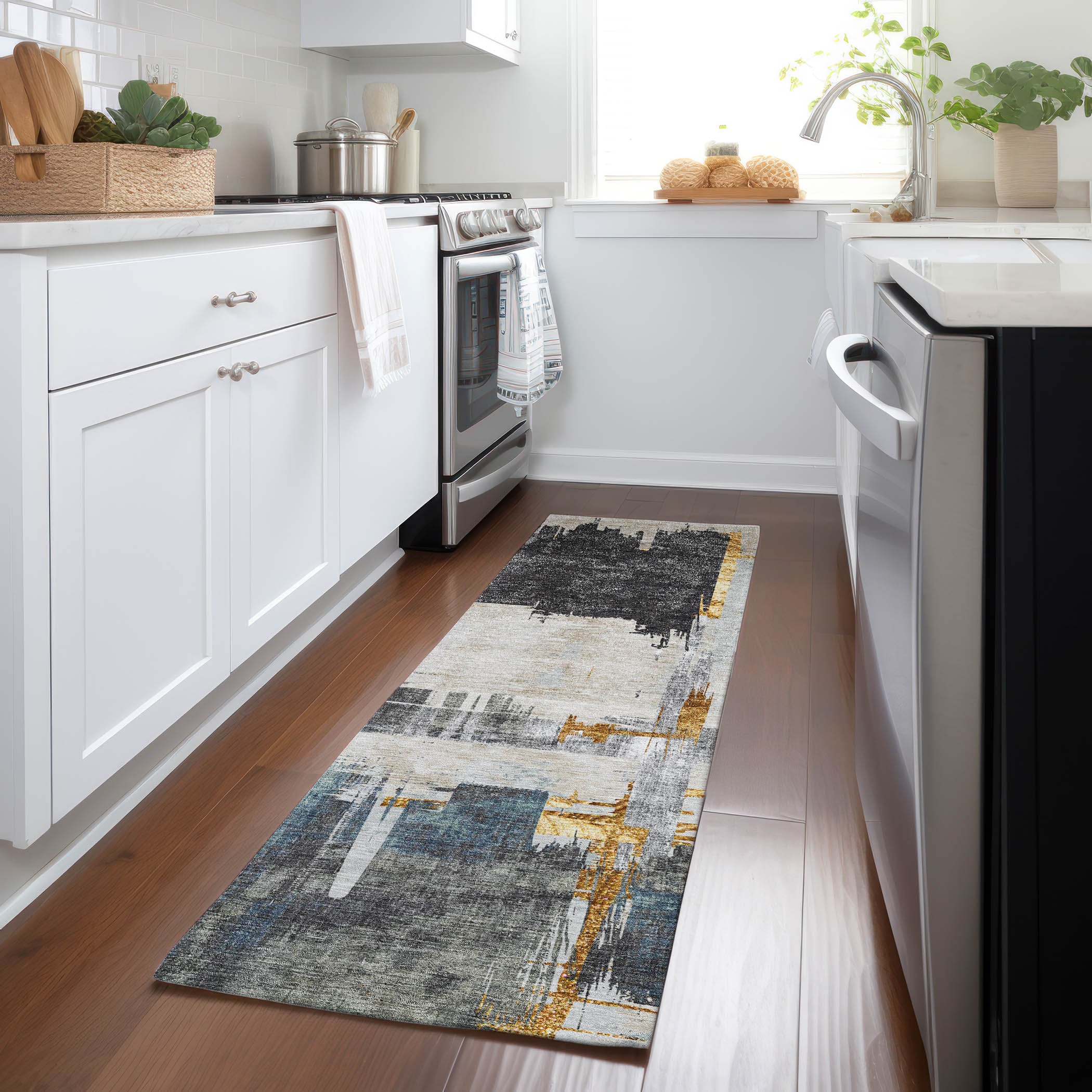 Addison Rugs ACN624CC2X8 Chantille ACN624CC 2 x 7 (ft) Polyester Charcoal Rectangular Indoor/Outdoor Geometric Machine washable Runner rug