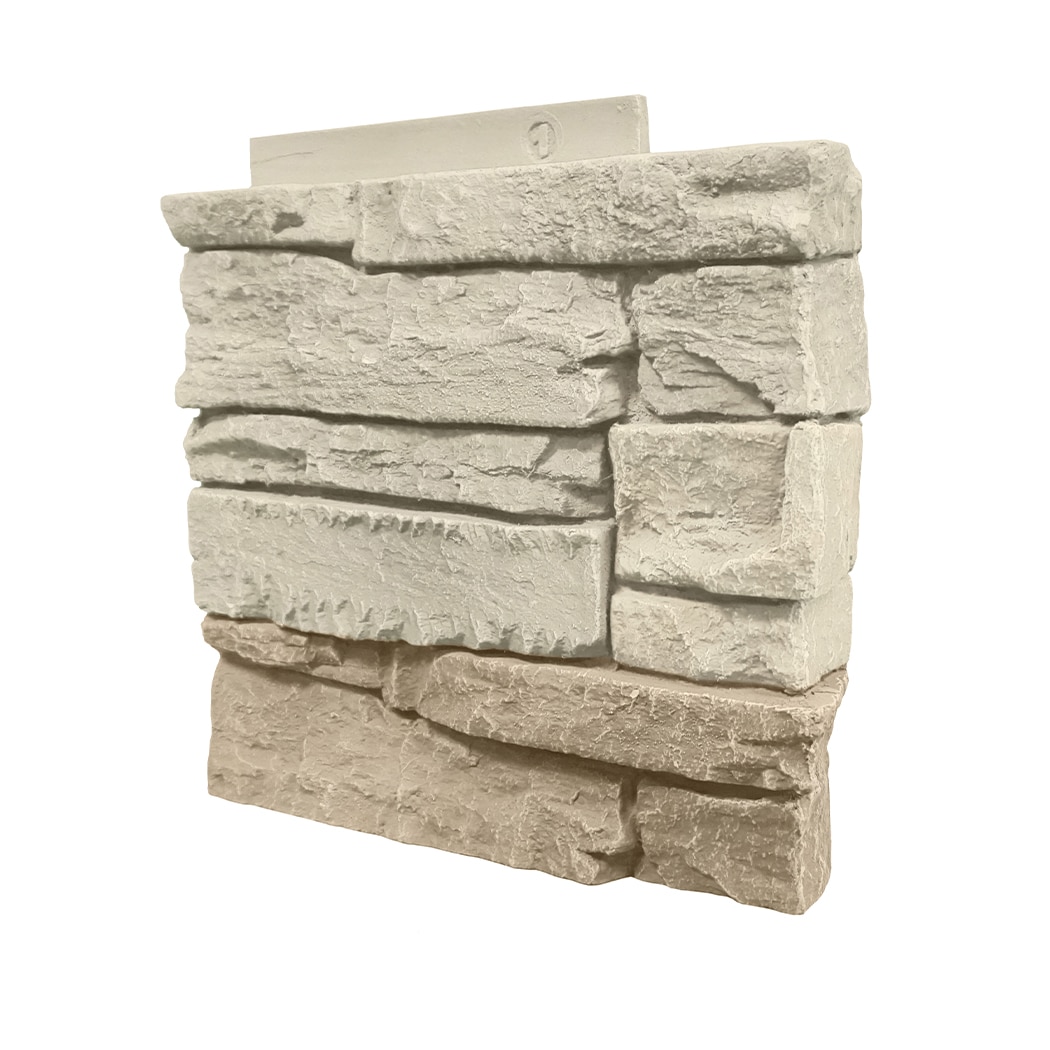 GenStone Stacked Stone Corner Panel Right 0.98-sq ft Vanilla Bean Faux ...