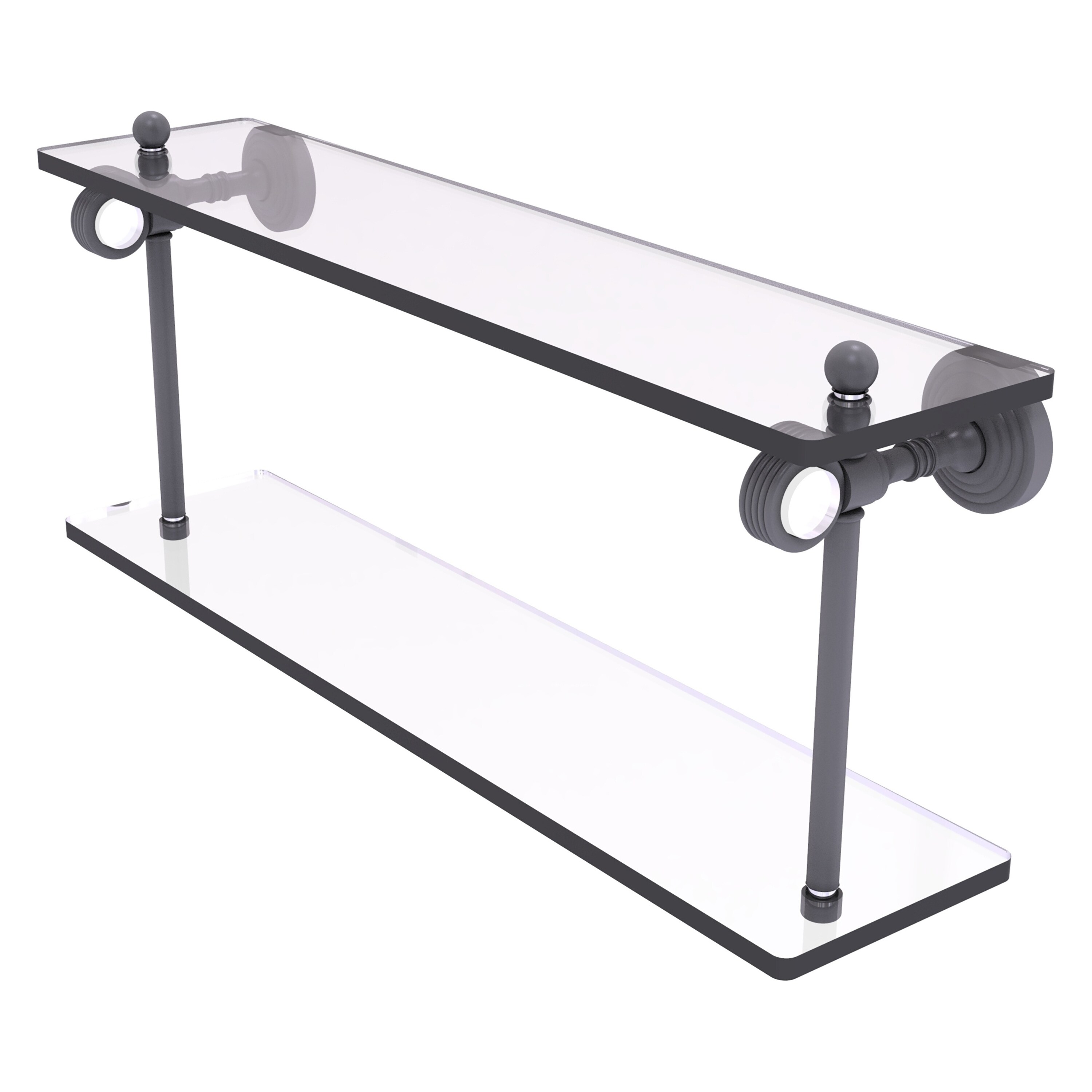 Allied Brass PG-2G-22-GYM Pacific Grove Matte Gray 2 -Tier Wall mount Bathroom Shelf ( 22-in x 9.3-in x 5-in )