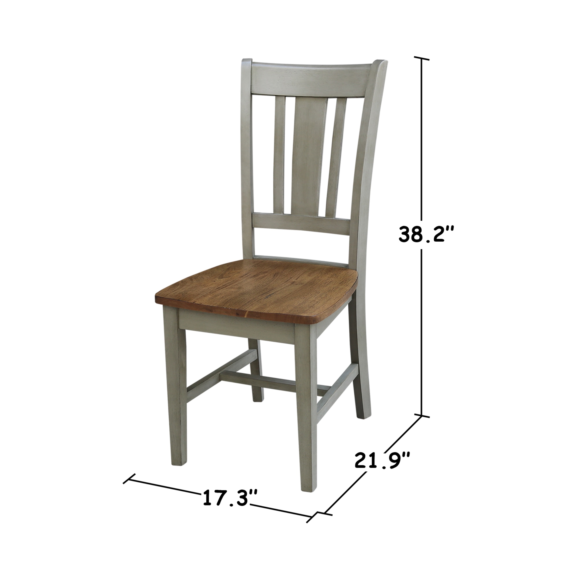 Distressed Hickory and Stone High Back Wood Dining Chairs