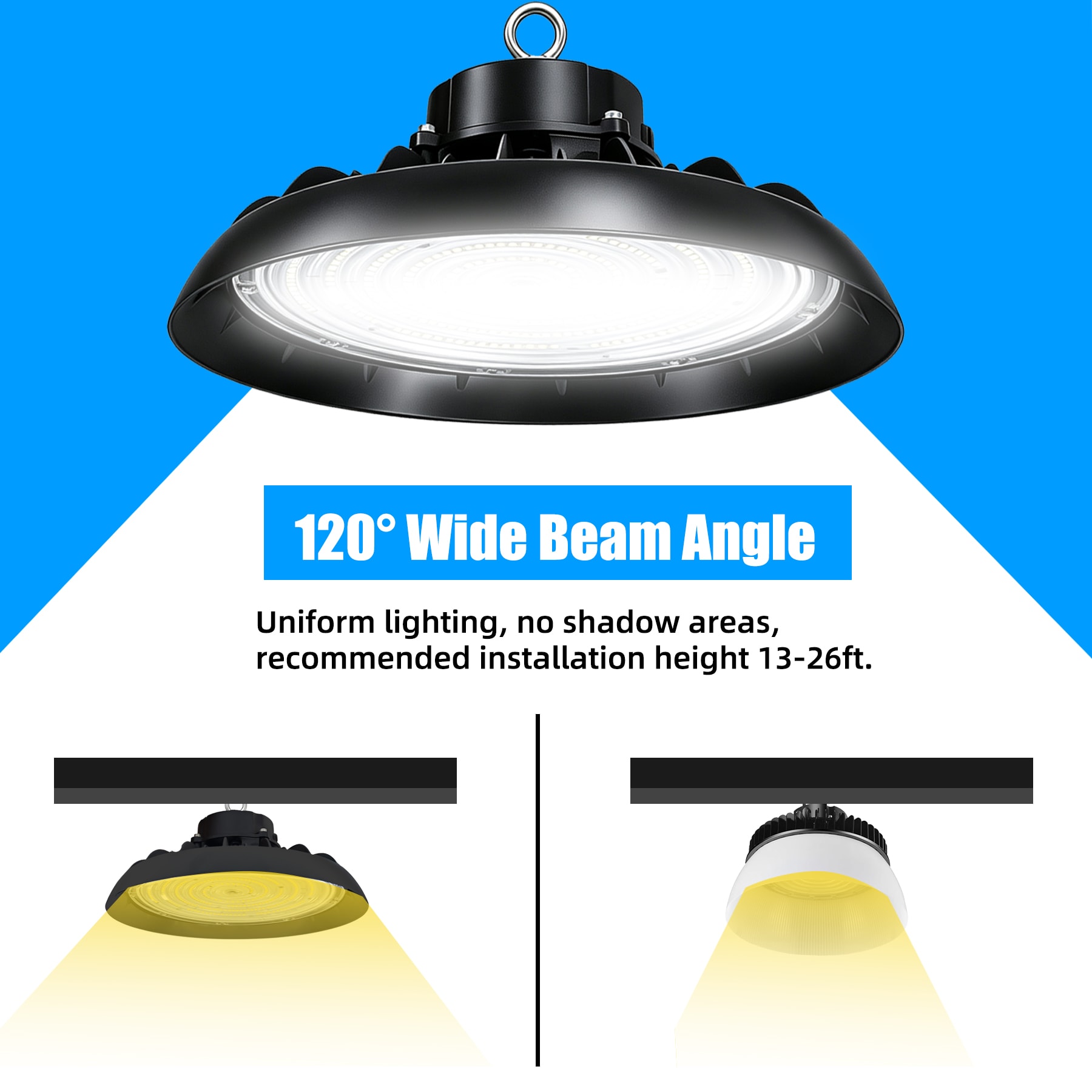 SEURON 150W LED High Bay Light 24000LM 5000K AC100-277V Commercial Bay ...