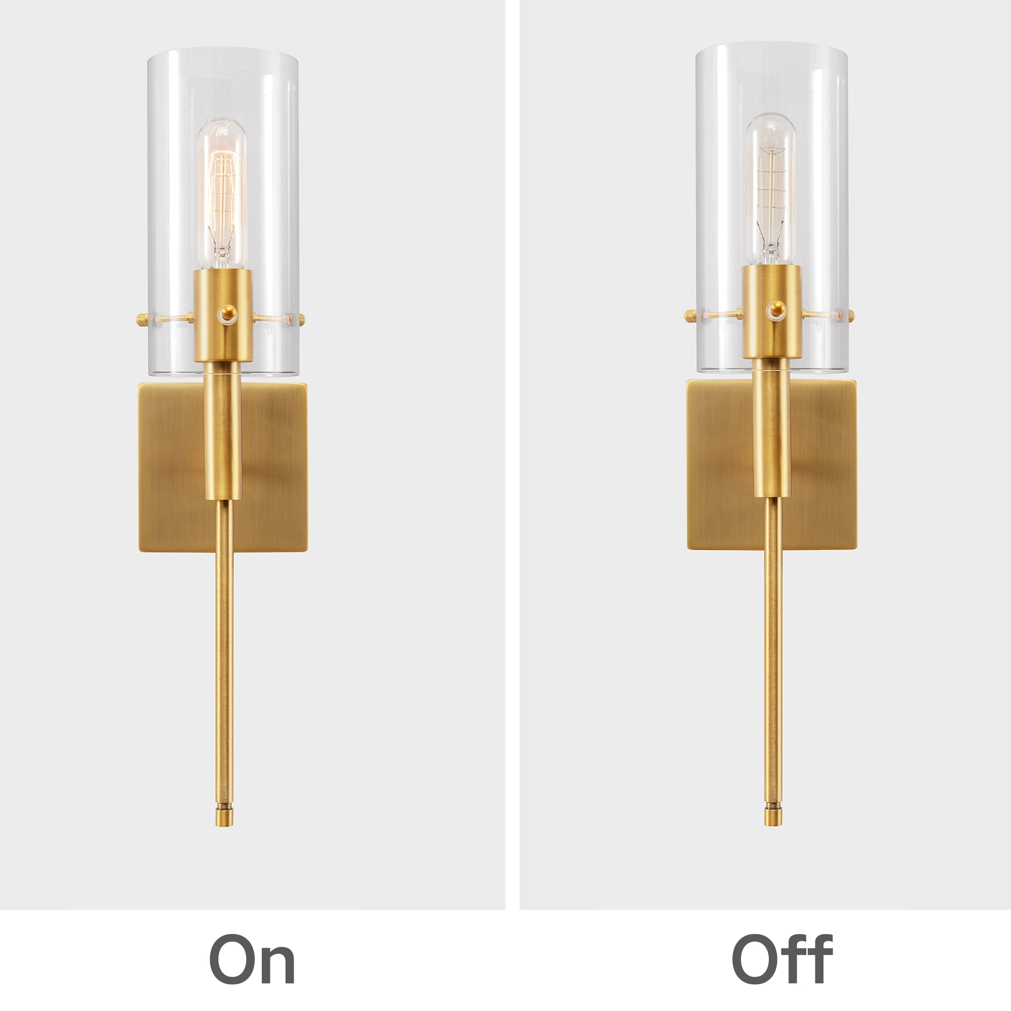 Antique Brass and Glass Dimmable Wall Sconce Set of 2