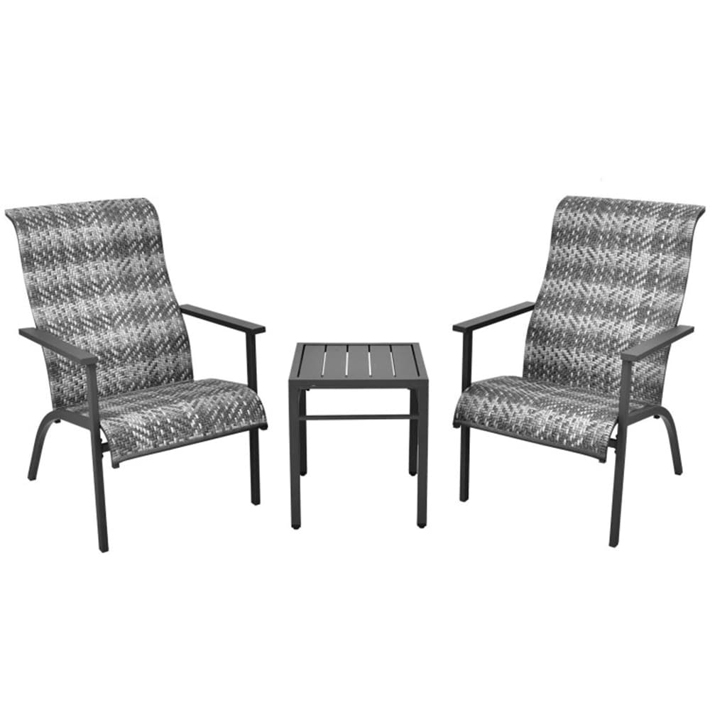 WELLFOR TDS10513GR 3 -Piece Rattan Patio Conversation Set