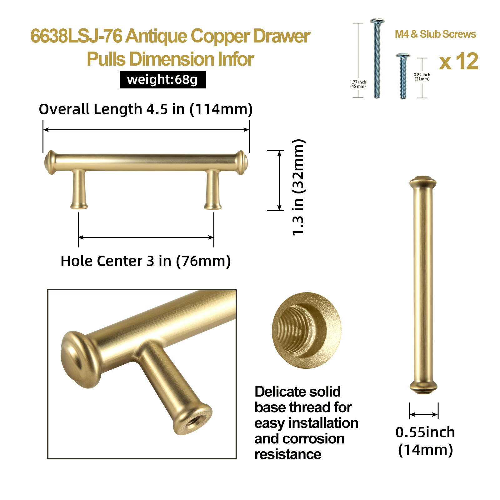 Miaokesen 6638LSJ-76 Cabinet-Pulls - View #2