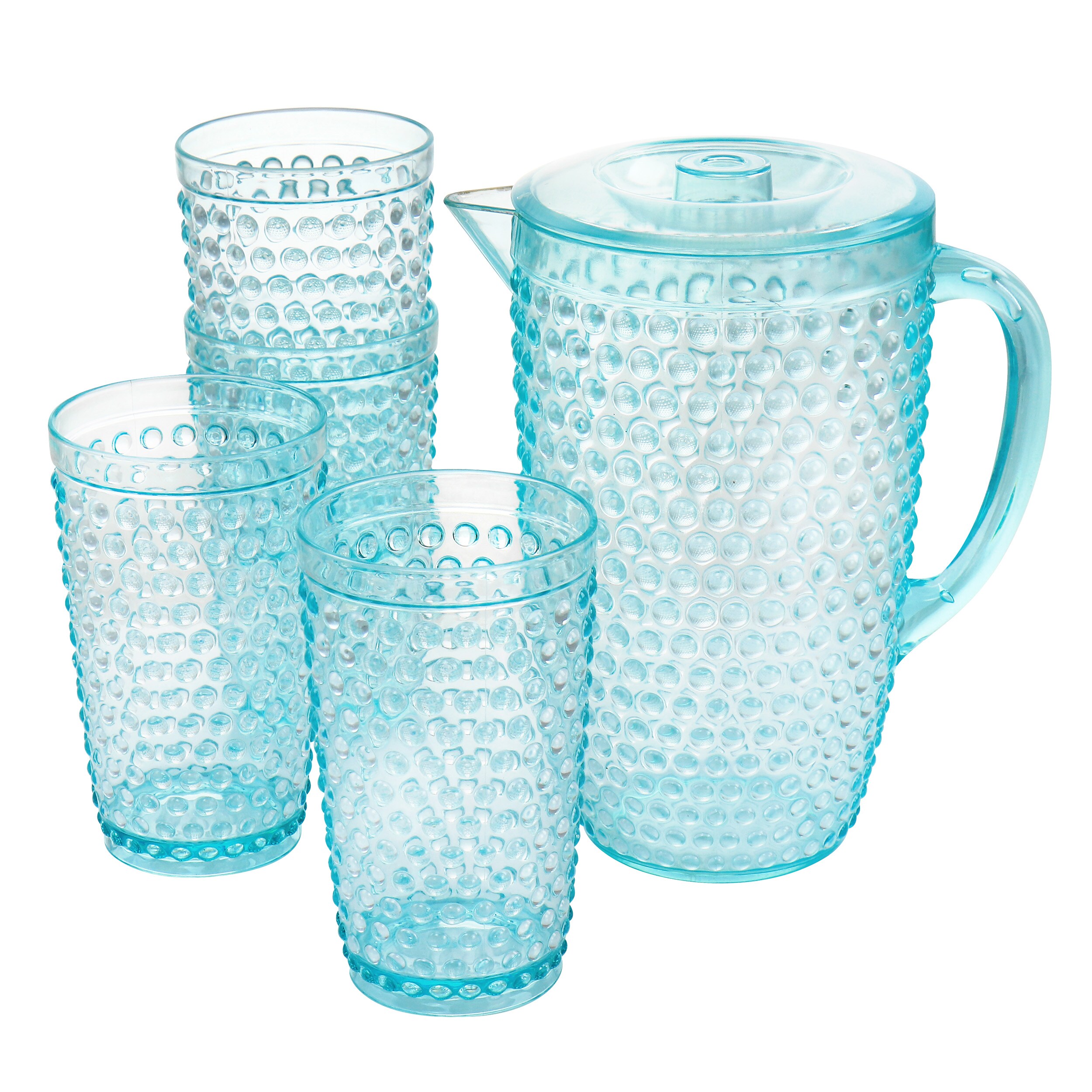 Sterilite Corporation 128-fl oz Plastic Clear / Blue Pitcher Set of: 12 in  the Drinkware department at