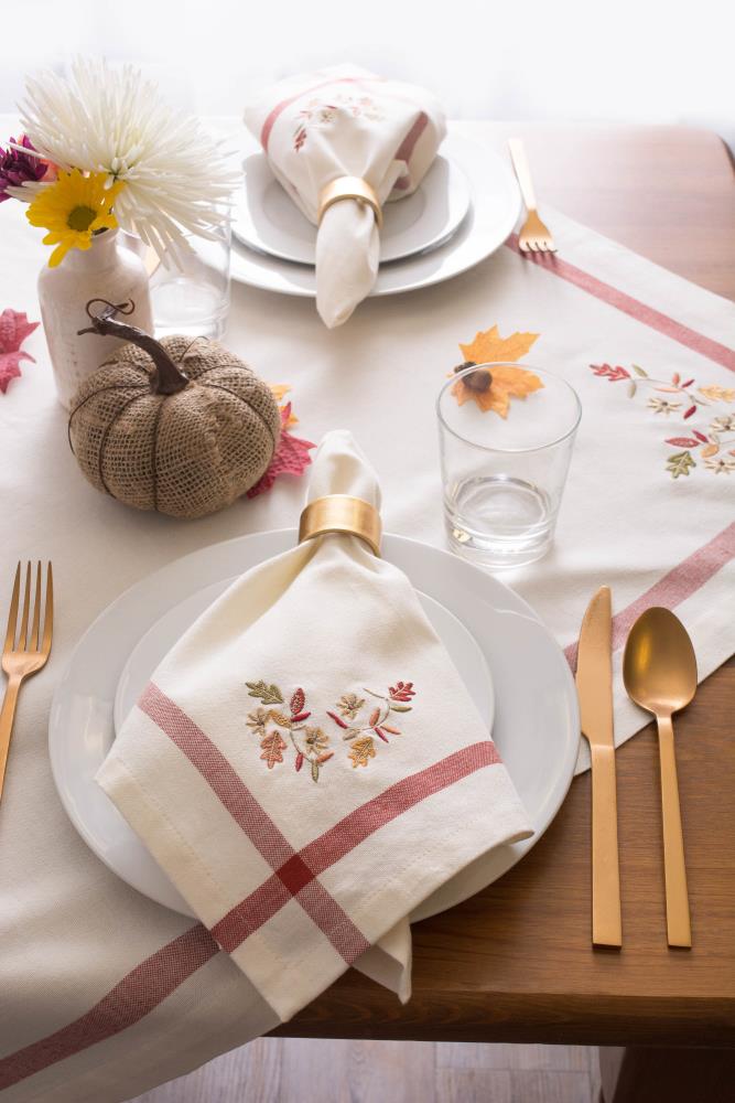 Holiday Autumn Leave Table Linen Cloth Napkins, 20x20, Set of 4