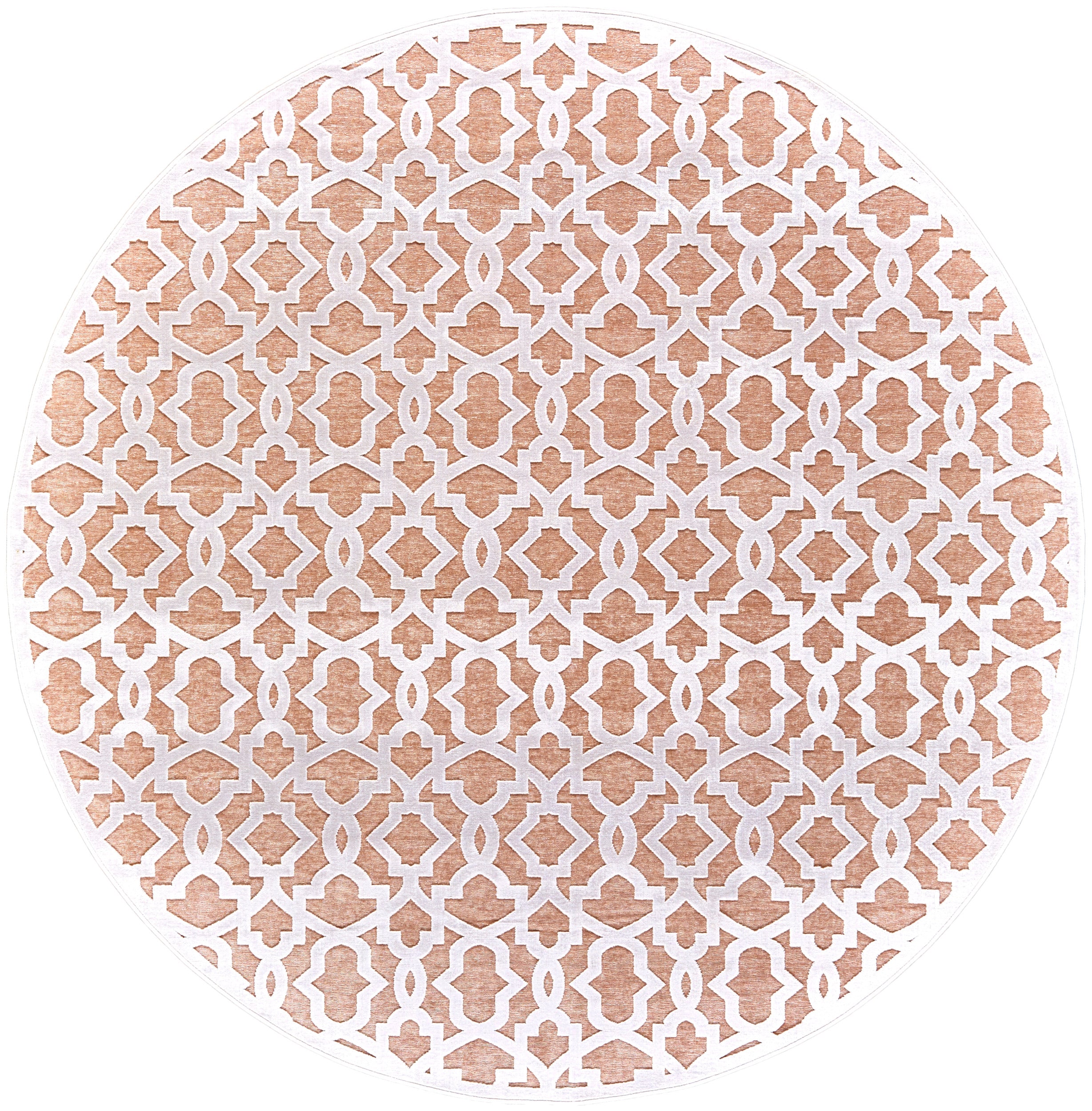 Room Envy 680R3495BLHWHTN76 8 x 8 (ft) Loomed Rayon Pink/White Round Indoor Geometric Area rug