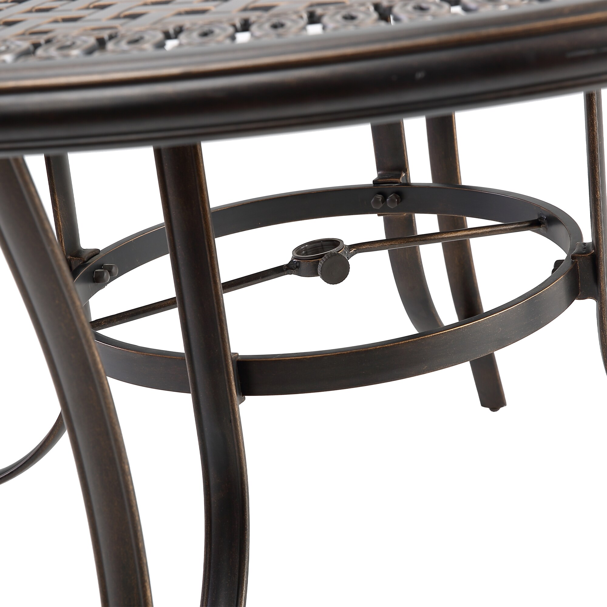 Mondawe Aluminum Round Outdoor Dining Table 60 In W X 60 In L With