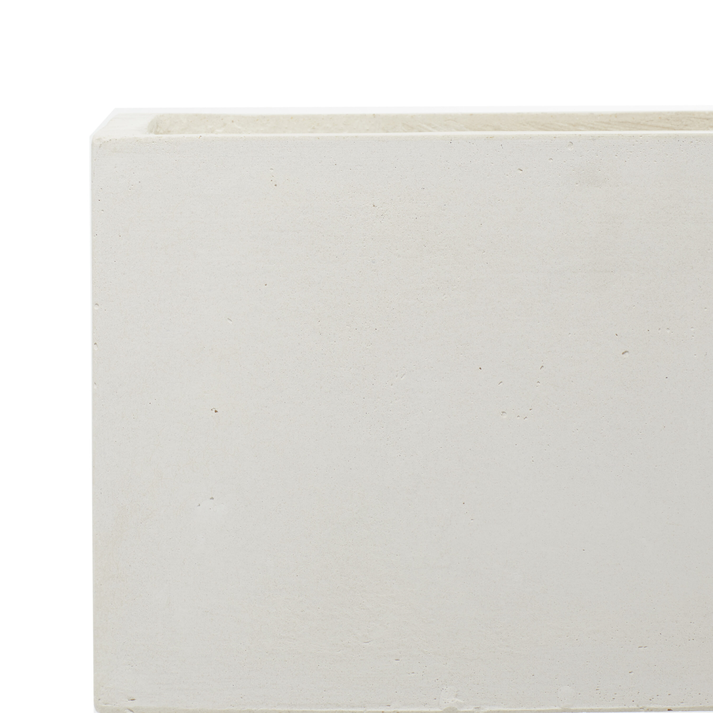 White Fiber Clay Rectangular Planters with Wood Legs, Set of 2